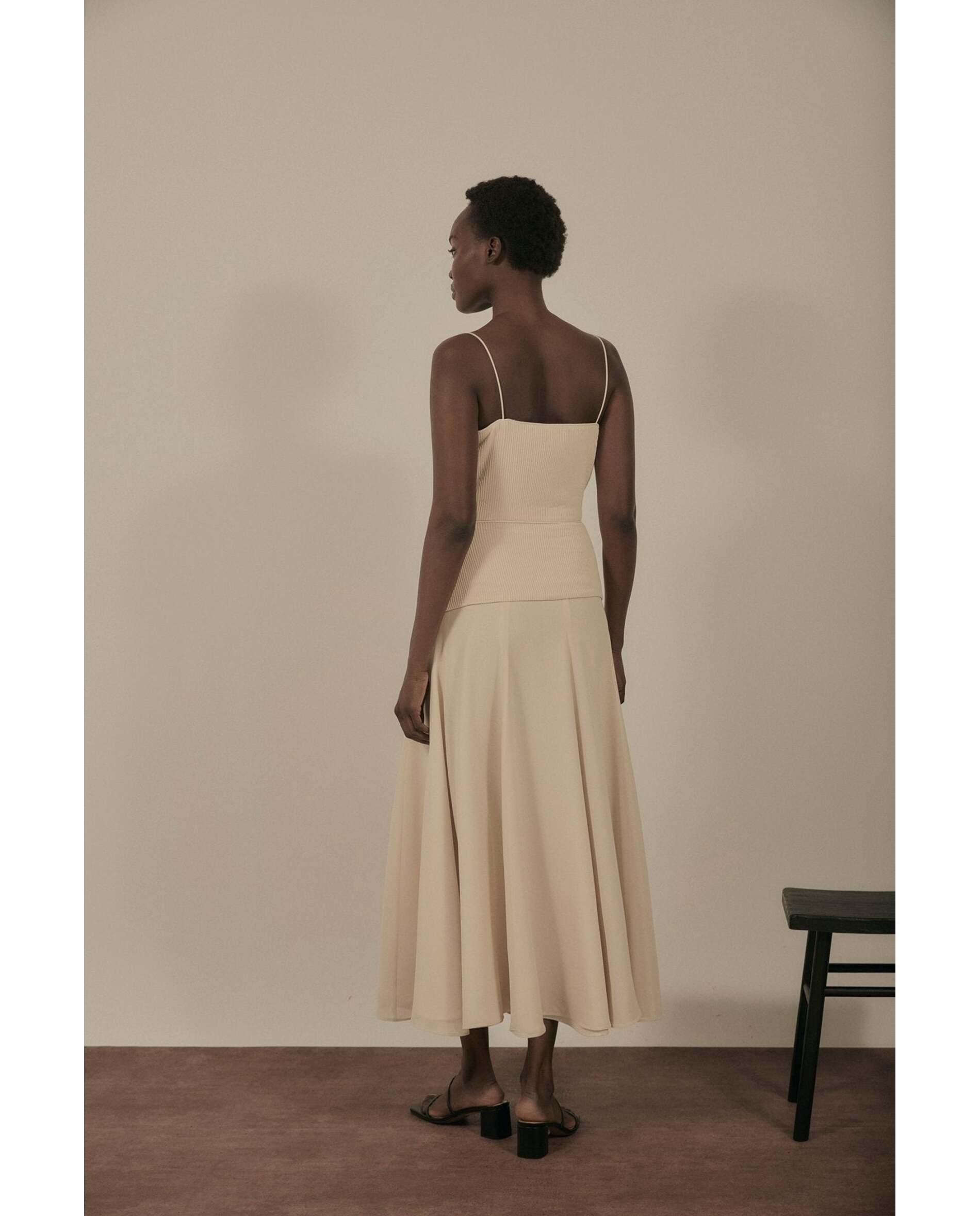 Vestido de mujer de tejido bimani - Beige Beige-3