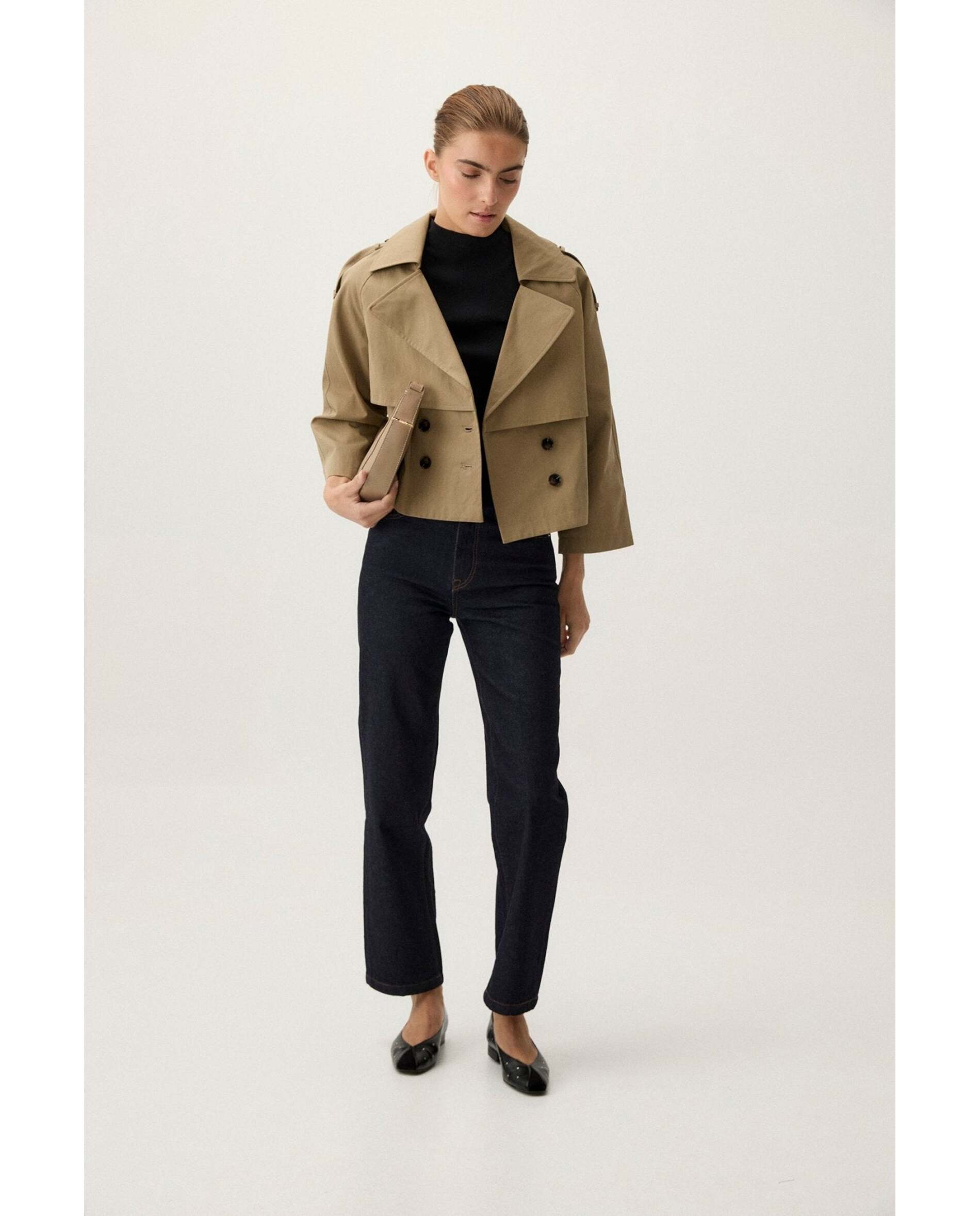 Gabardina de mujer corta - Bimani - Kaki Kaki-1
