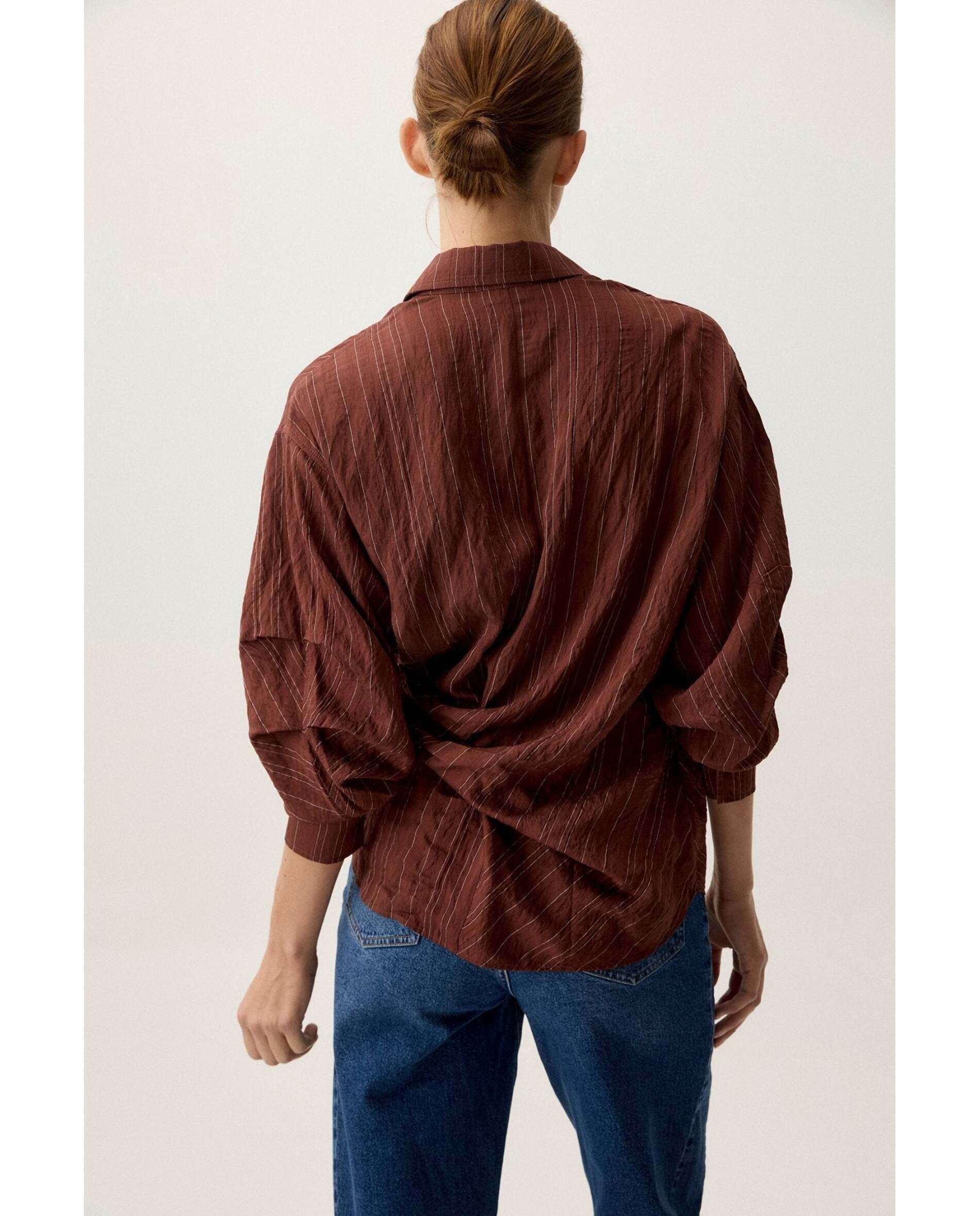 Blusa de mujer con lazada - Bimani - Marrón Marrón-3