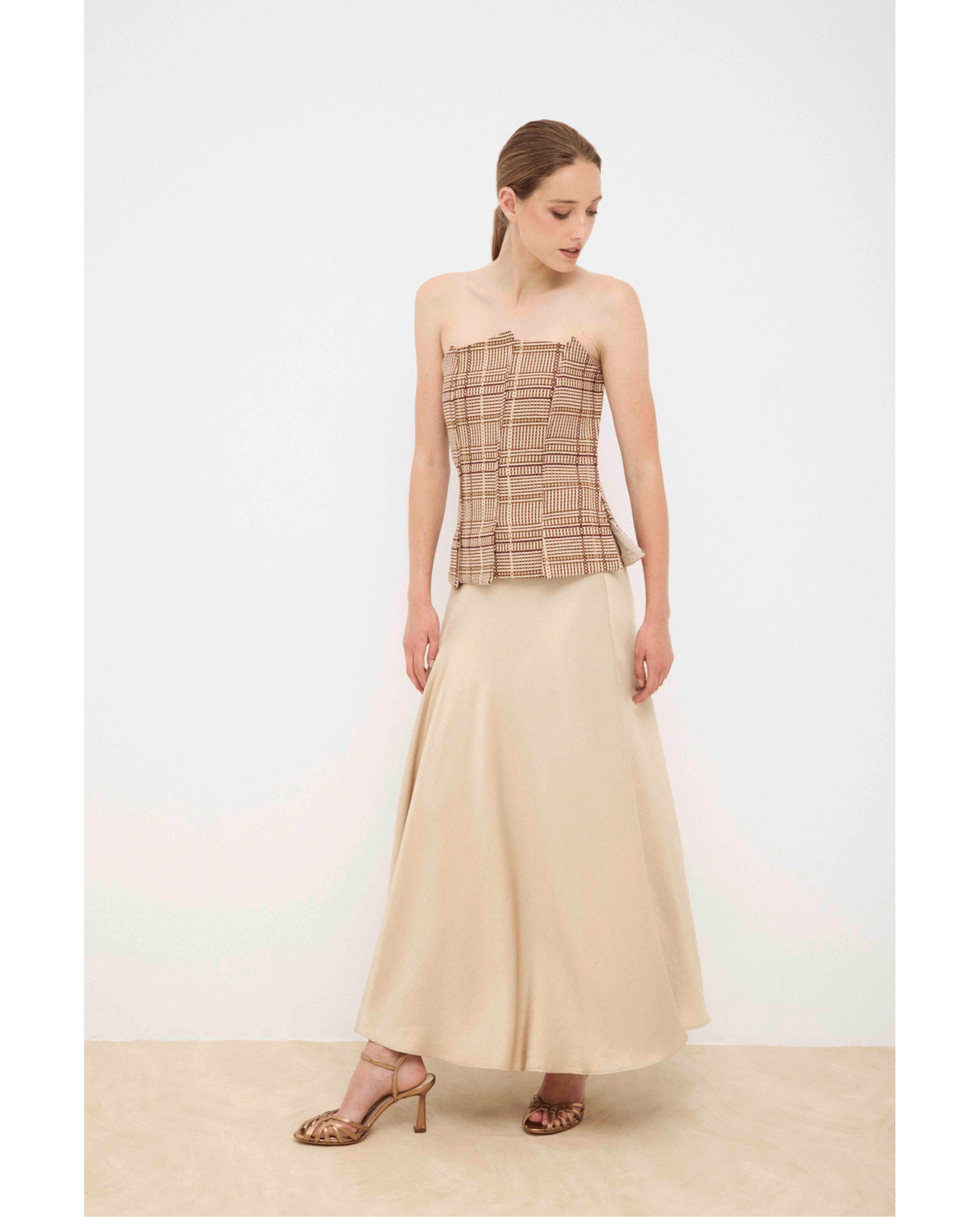 Imagen 2 de Falda de mujer midi - Bimani - Dorado Dorado