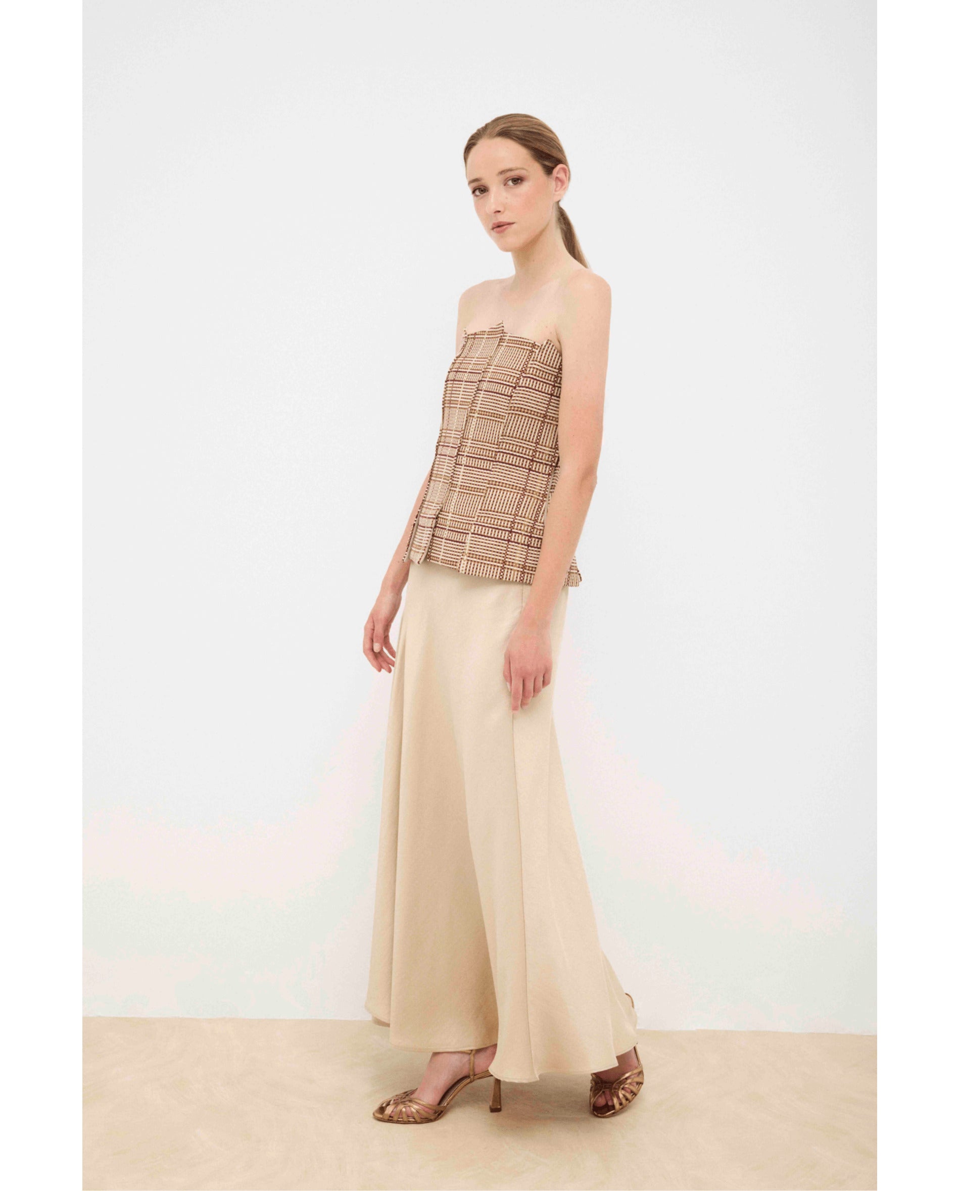 Imagen 4 de Falda de mujer midi - Bimani - Dorado Dorado