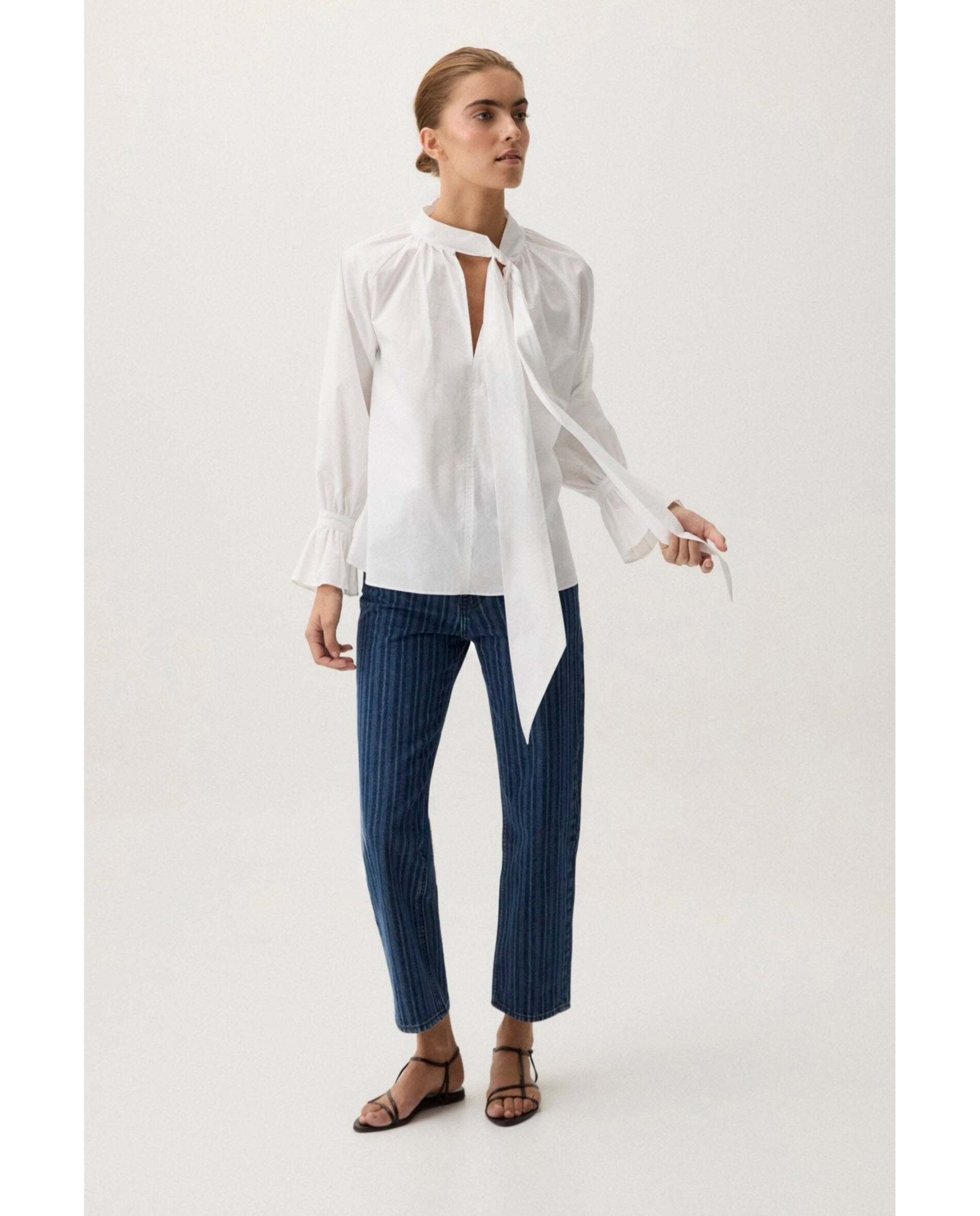 Camisa de mujer lazada - Bimani - Blanco Blanco-1
