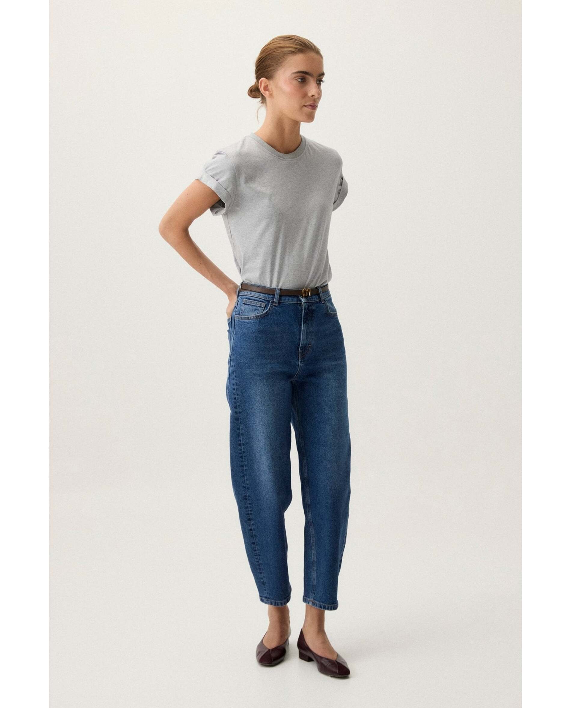 Pantalón denim de mujer globo - Bimani - Azul Azul-1