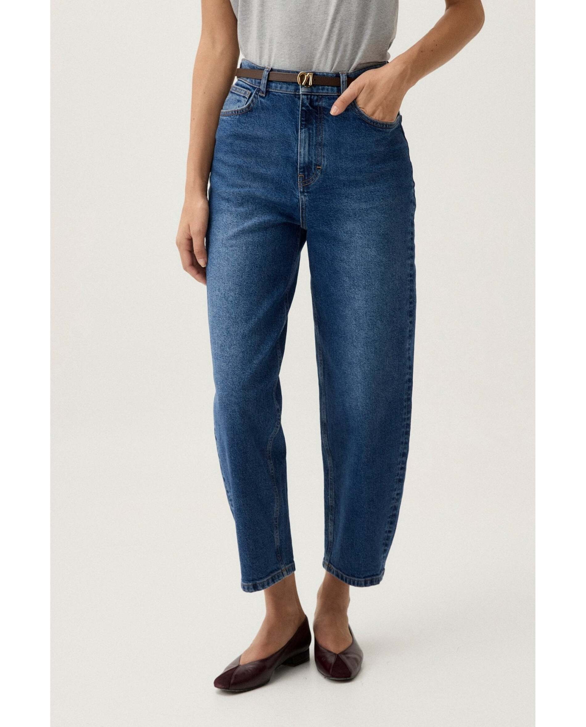 Pantalón denim de mujer globo - Bimani - Azul Azul-2