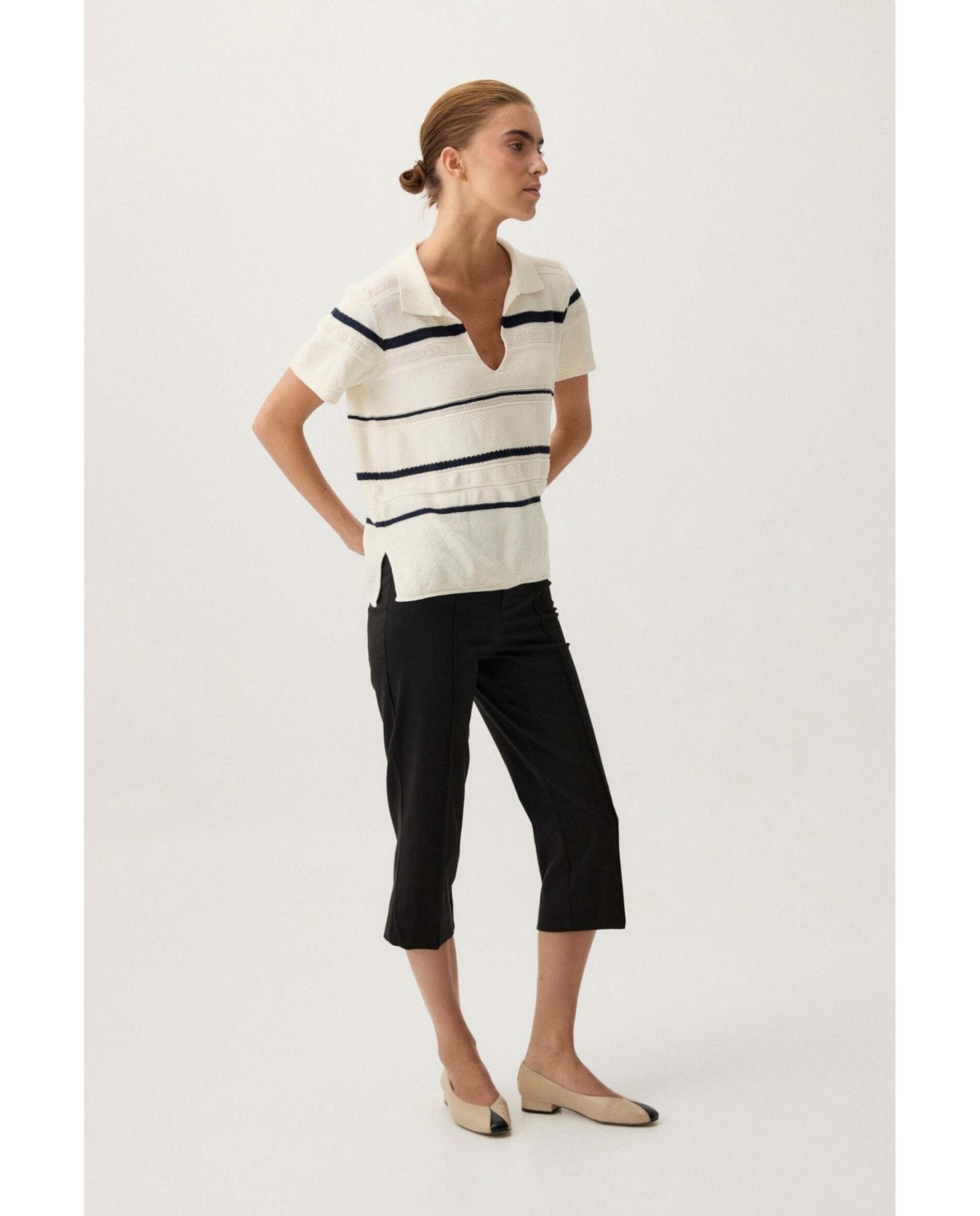 Imagen 1 de Polo de mujer de punto de rayas Azul marino