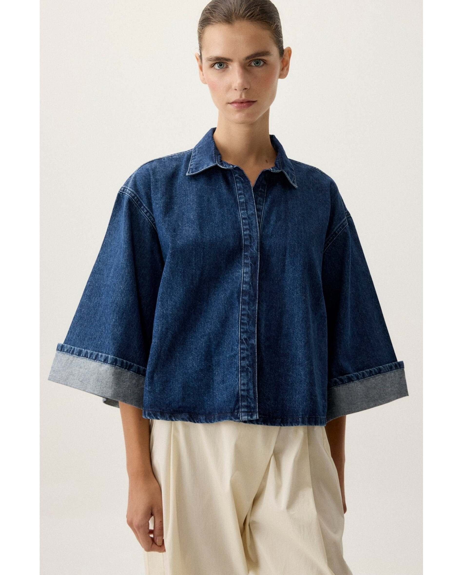 Camisa de mujer denim - Bimani - Azul denim Azul denim-2