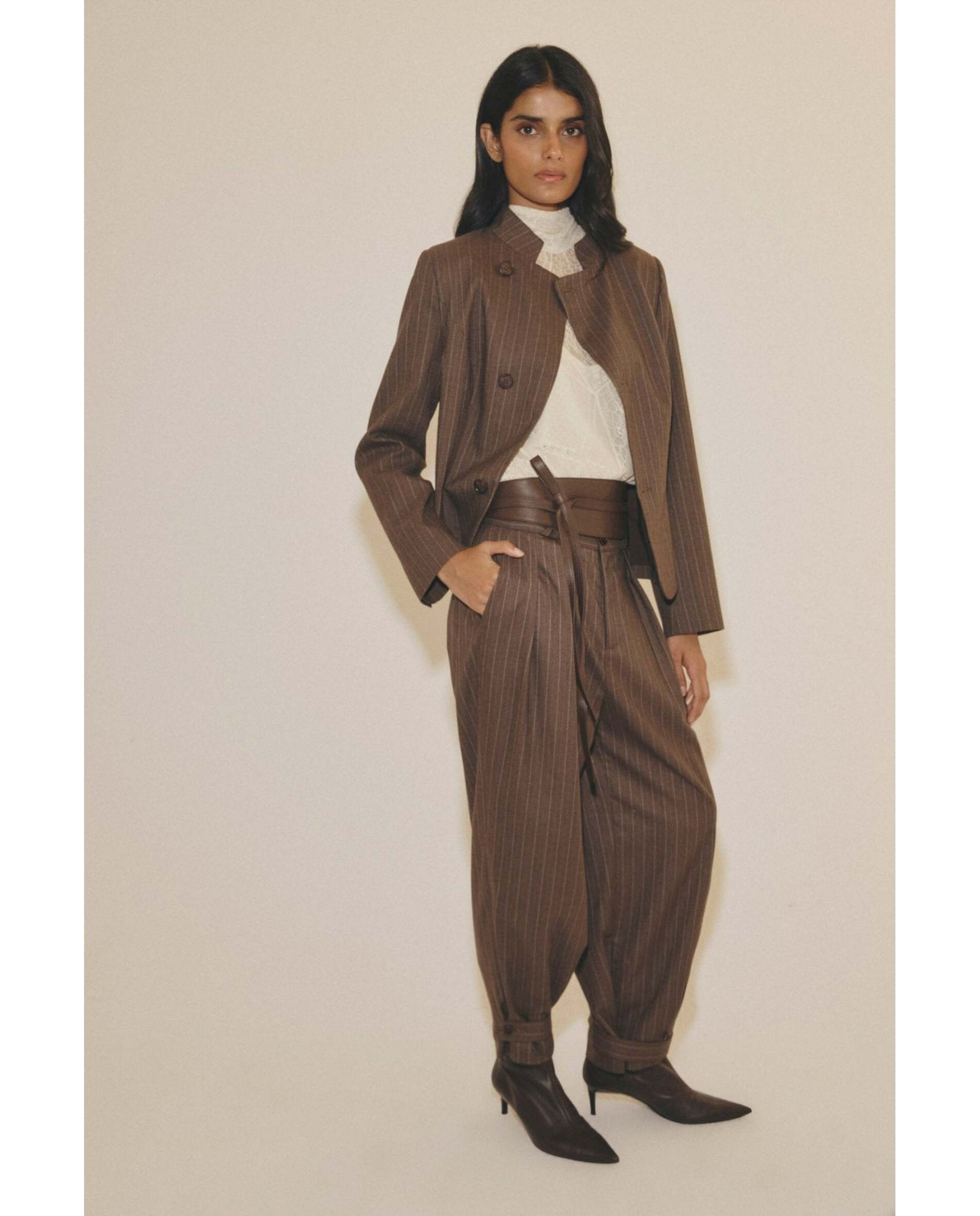 Imagen 1 de Pantalón de mujer de raya diplomática - Bimani - Marrón Marrón