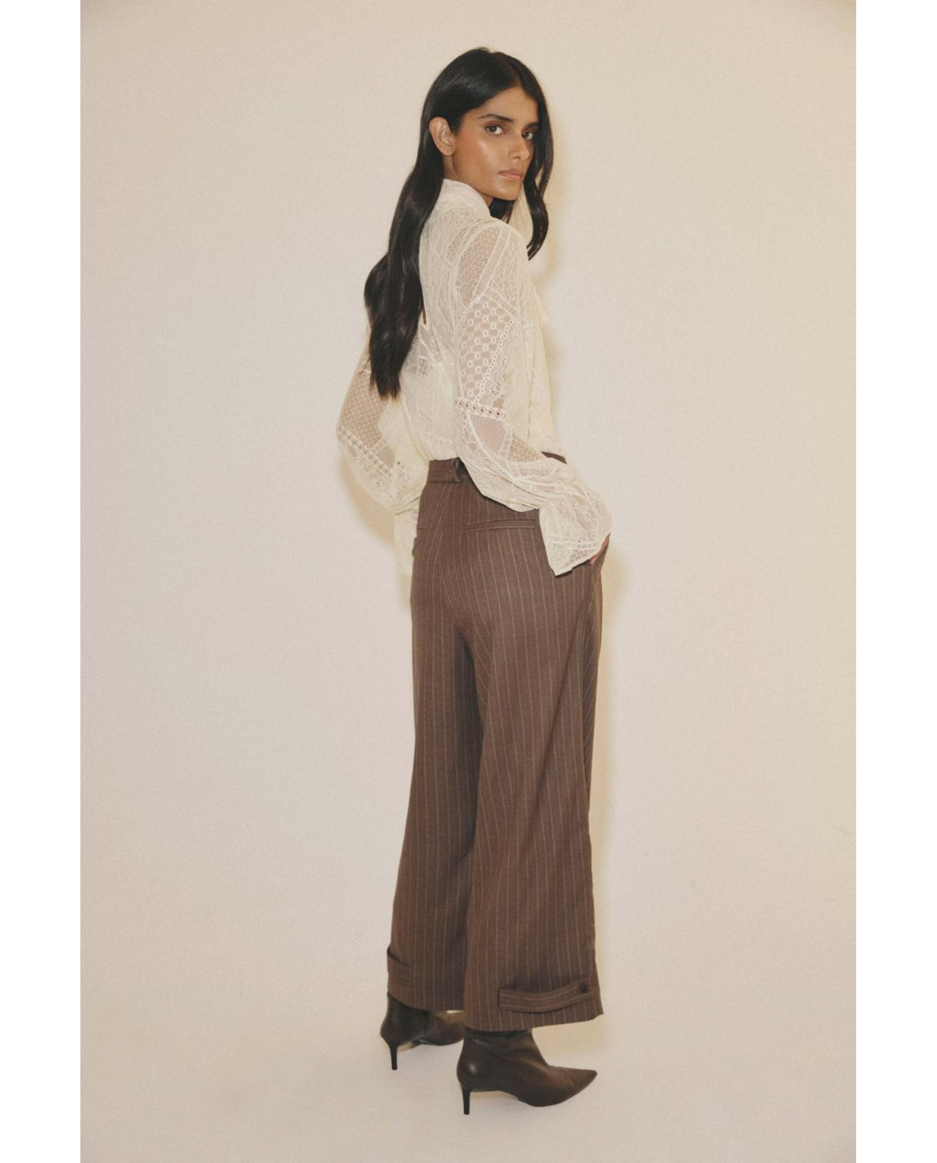 Imagen 3 de Pantalón de mujer de raya diplomática - Bimani - Marrón Marrón