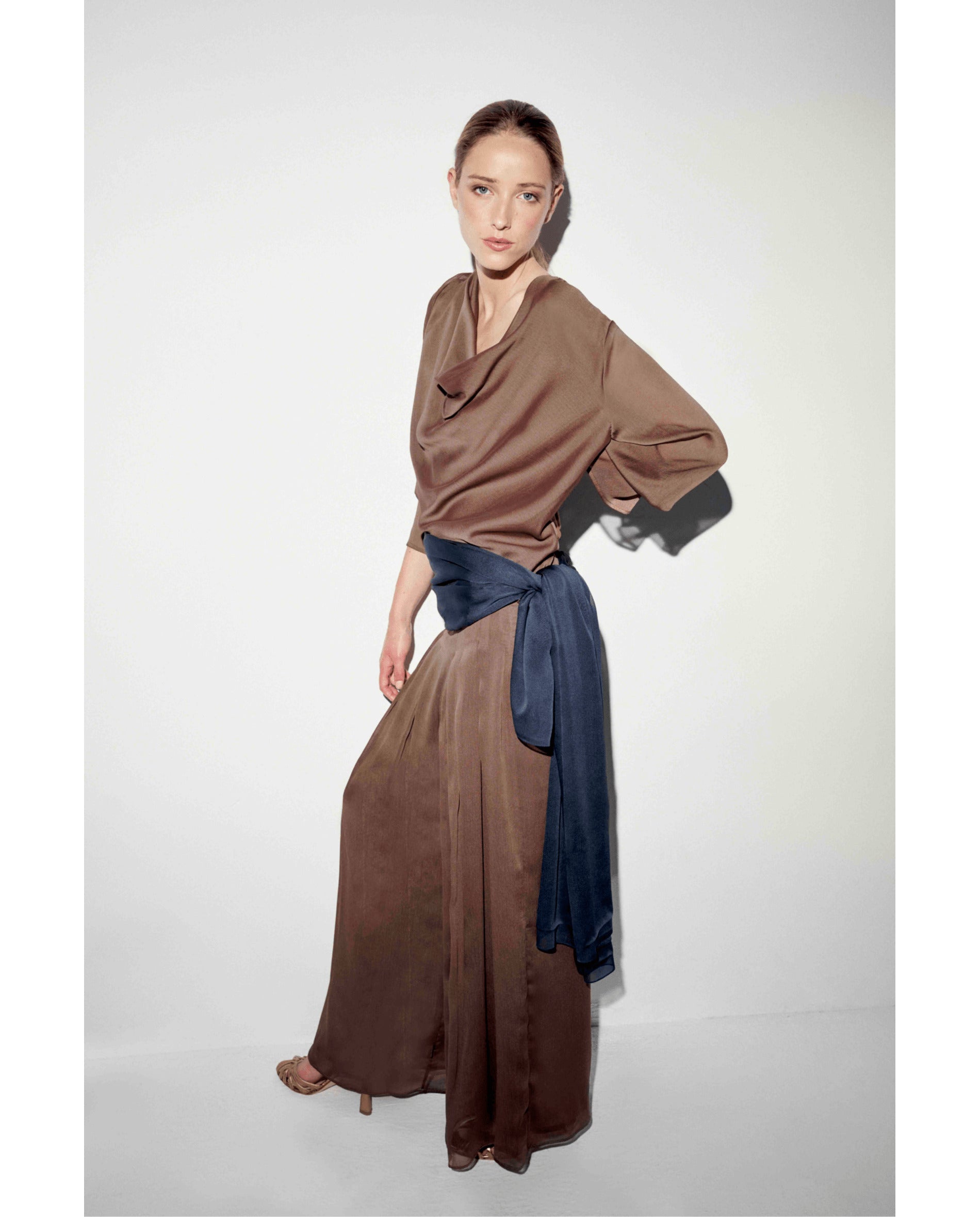 Blusa de mujer de gasa catiónica - Bimani - Bronce metalizado Bronce metalizado-2