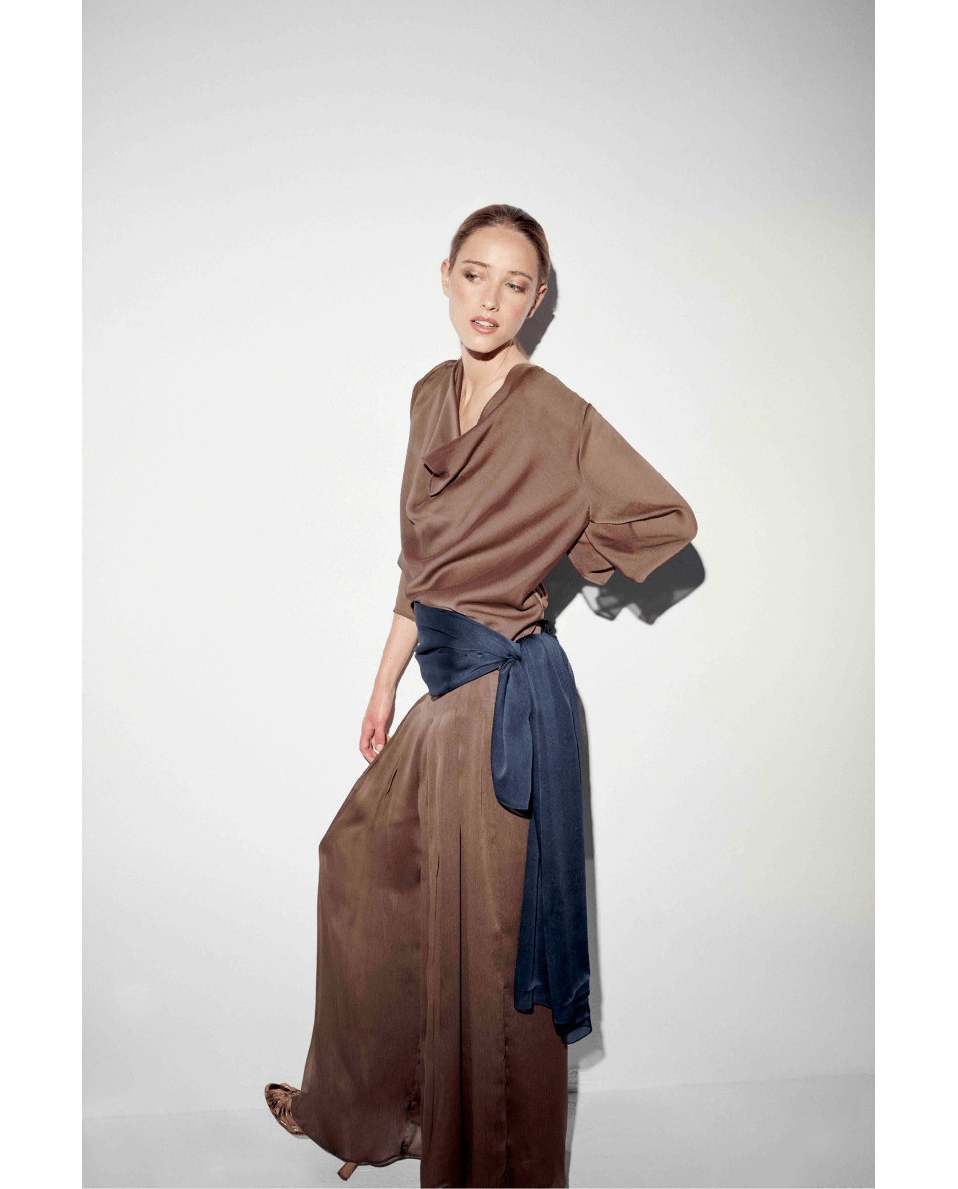 Blusa de mujer de gasa catiónica - Bimani - Bronce metalizado Bronce metalizado-3