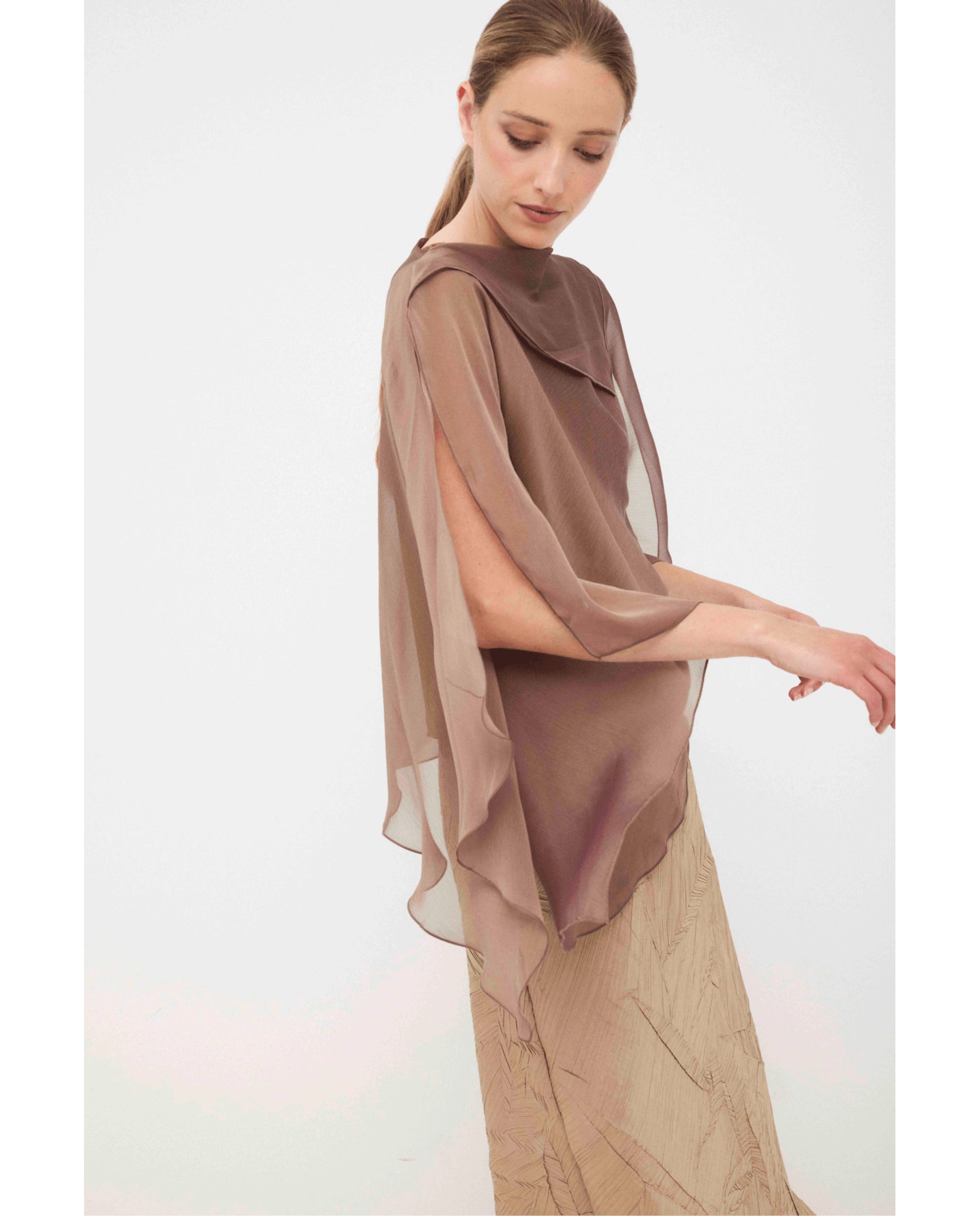 Blusa de mujer de gasa catiónica - Bimani - Bronce metalizado Bronce metalizado-3