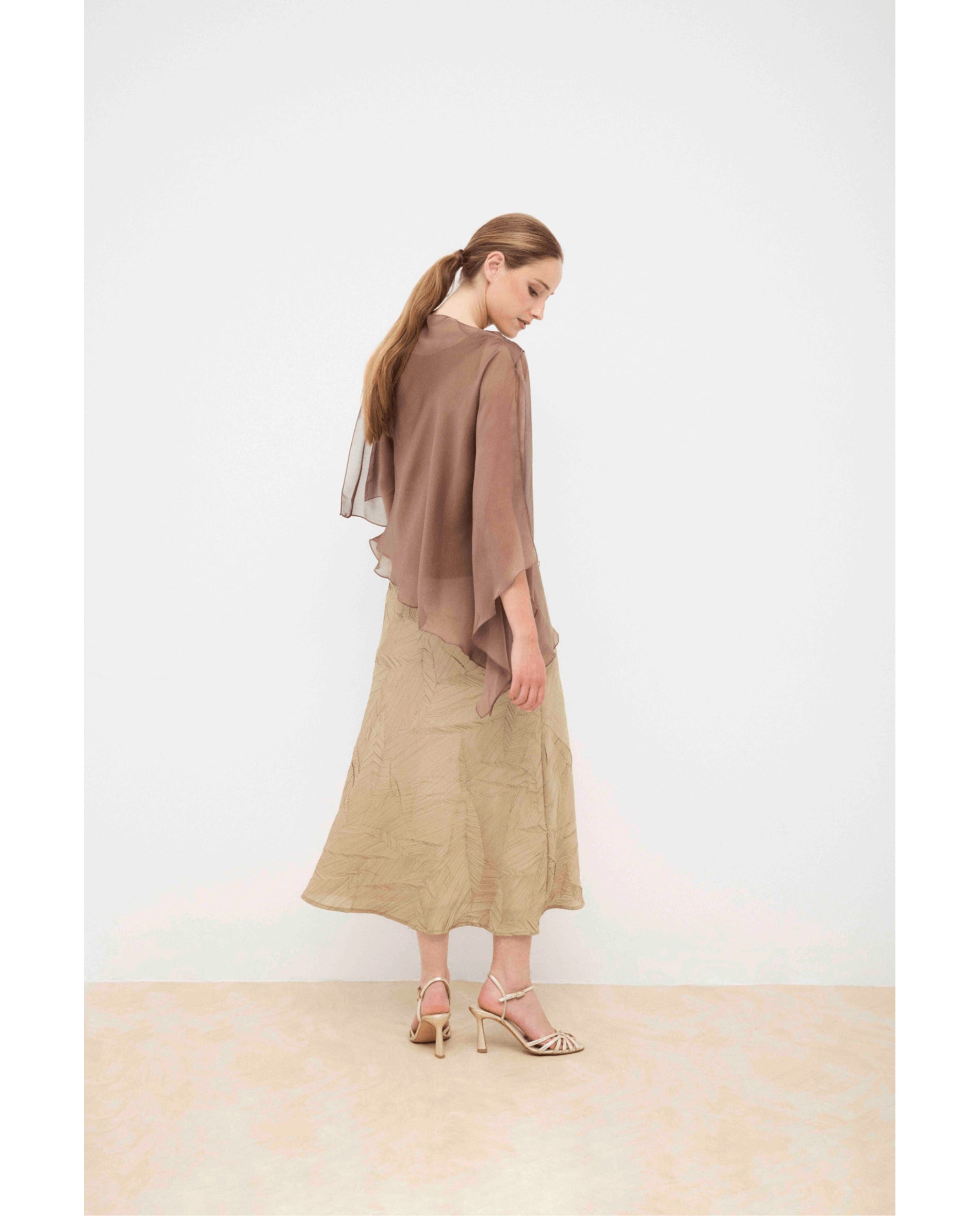 Blusa de mujer de gasa catiónica - Bimani - Bronce metalizado Bronce metalizado-4