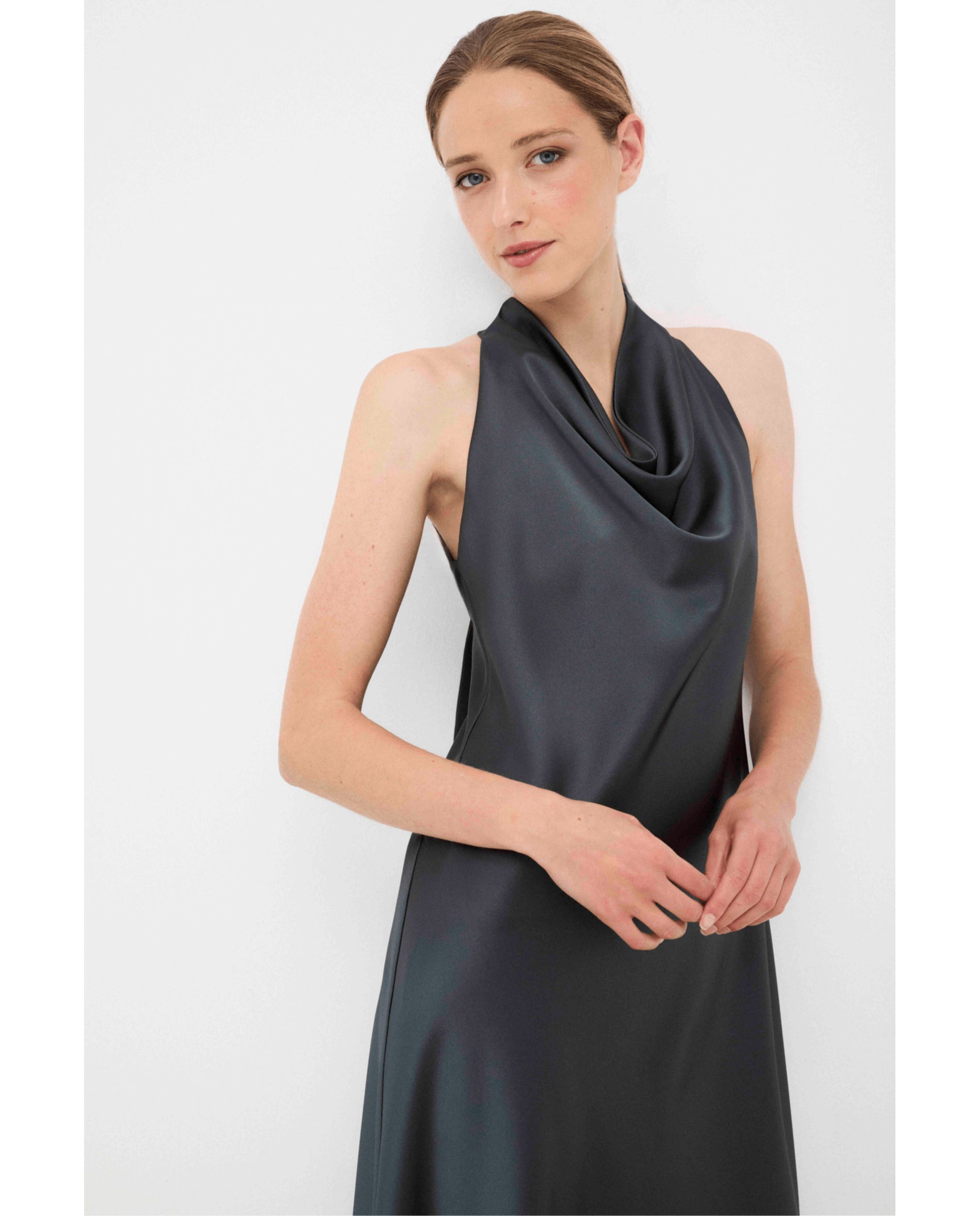 Vestido de mujer satinado - Bimani - Petróleo Petróleo-4