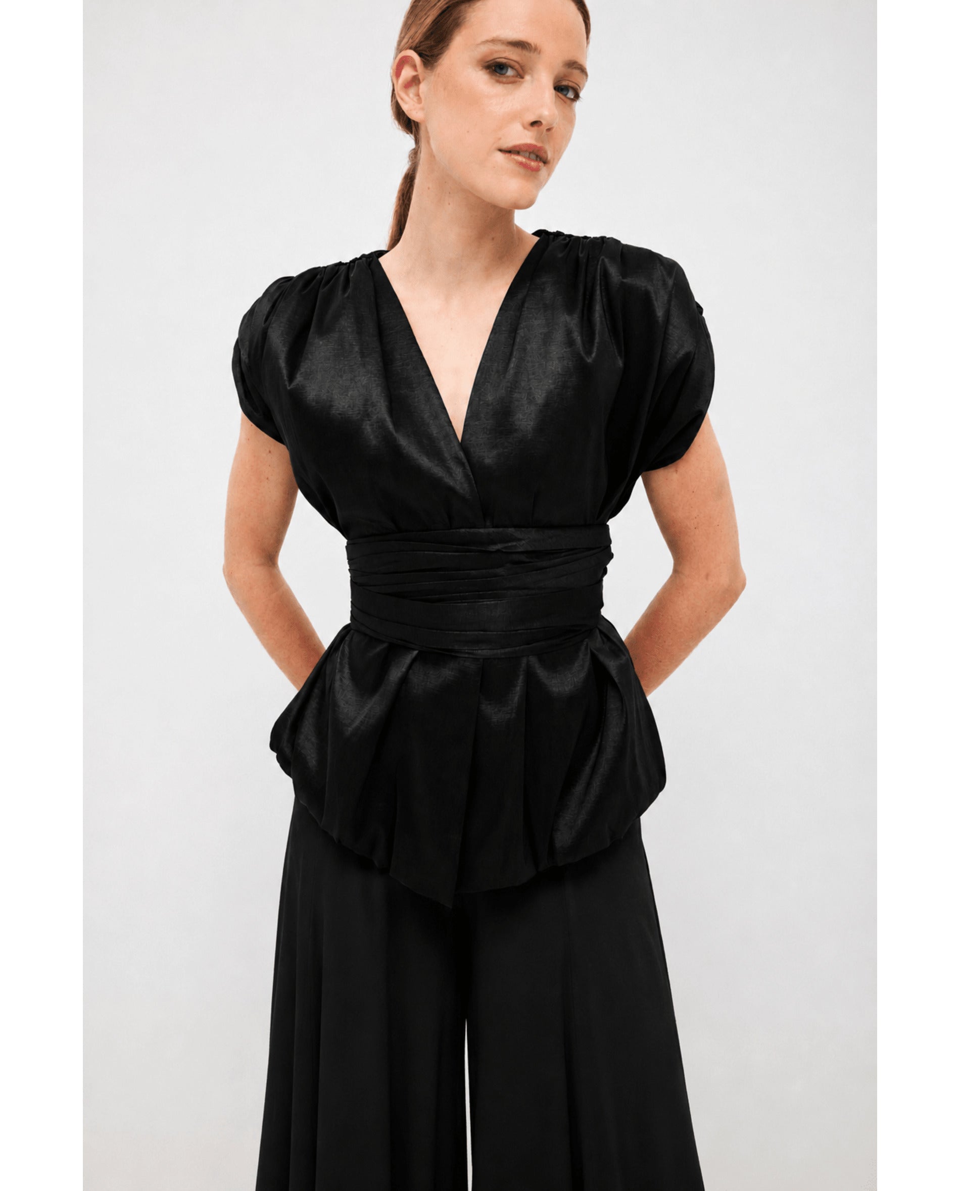 Top de mujer en tafeta tornasolada - Bimani - Negro Negro-1