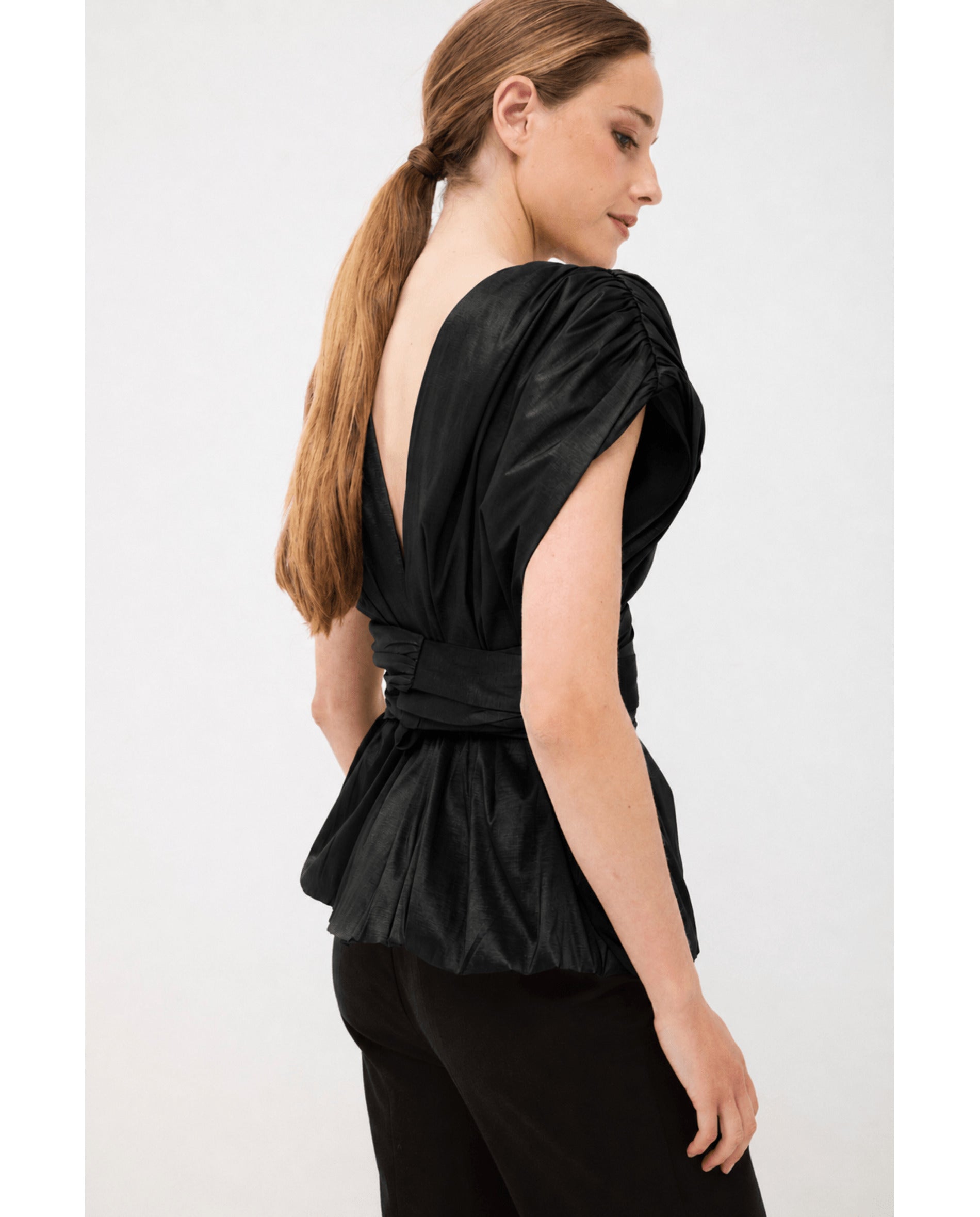 Top de mujer en tafeta tornasolada - Bimani - Negro Negro-2