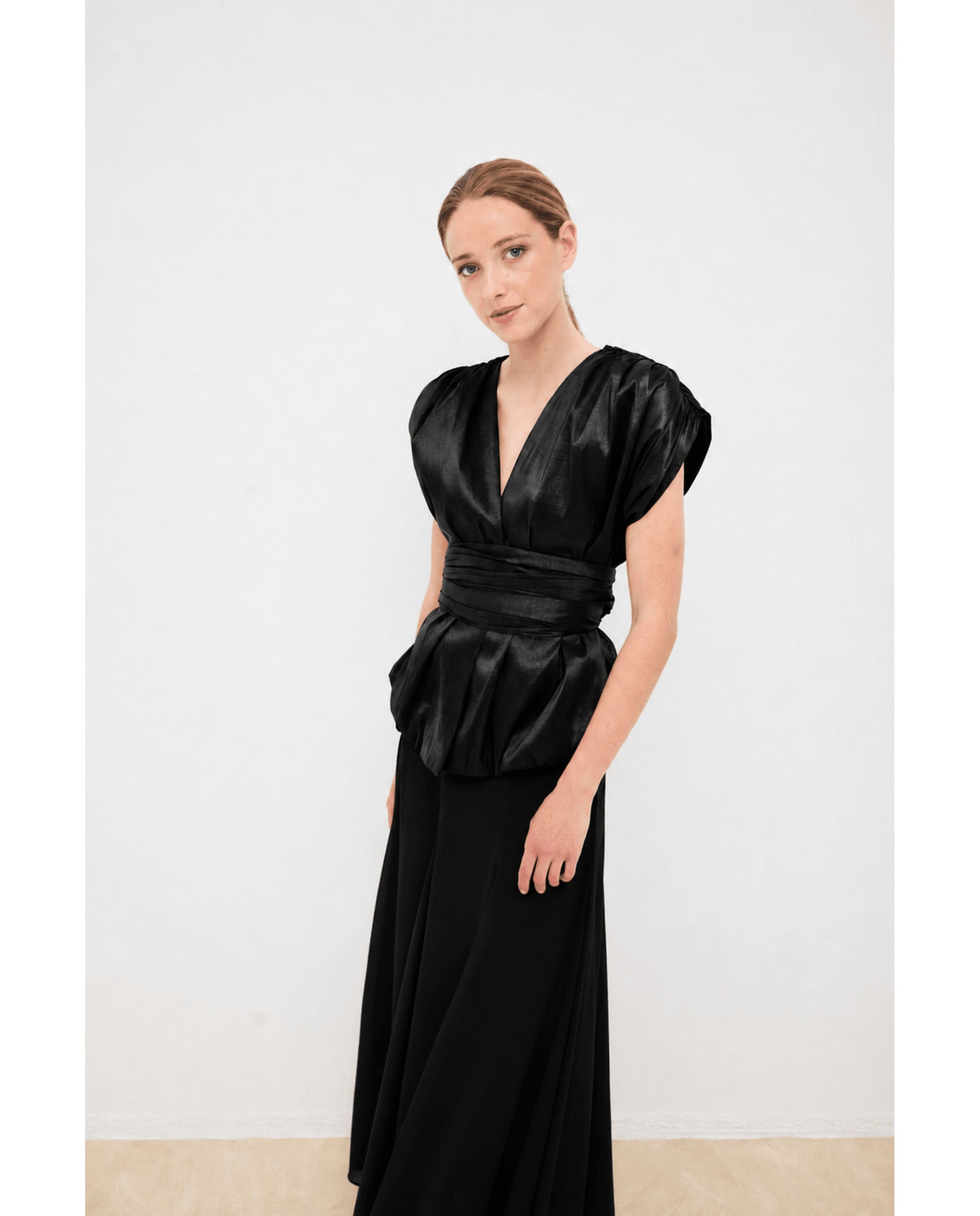Top de mujer en tafeta tornasolada - Bimani - Negro Negro-3