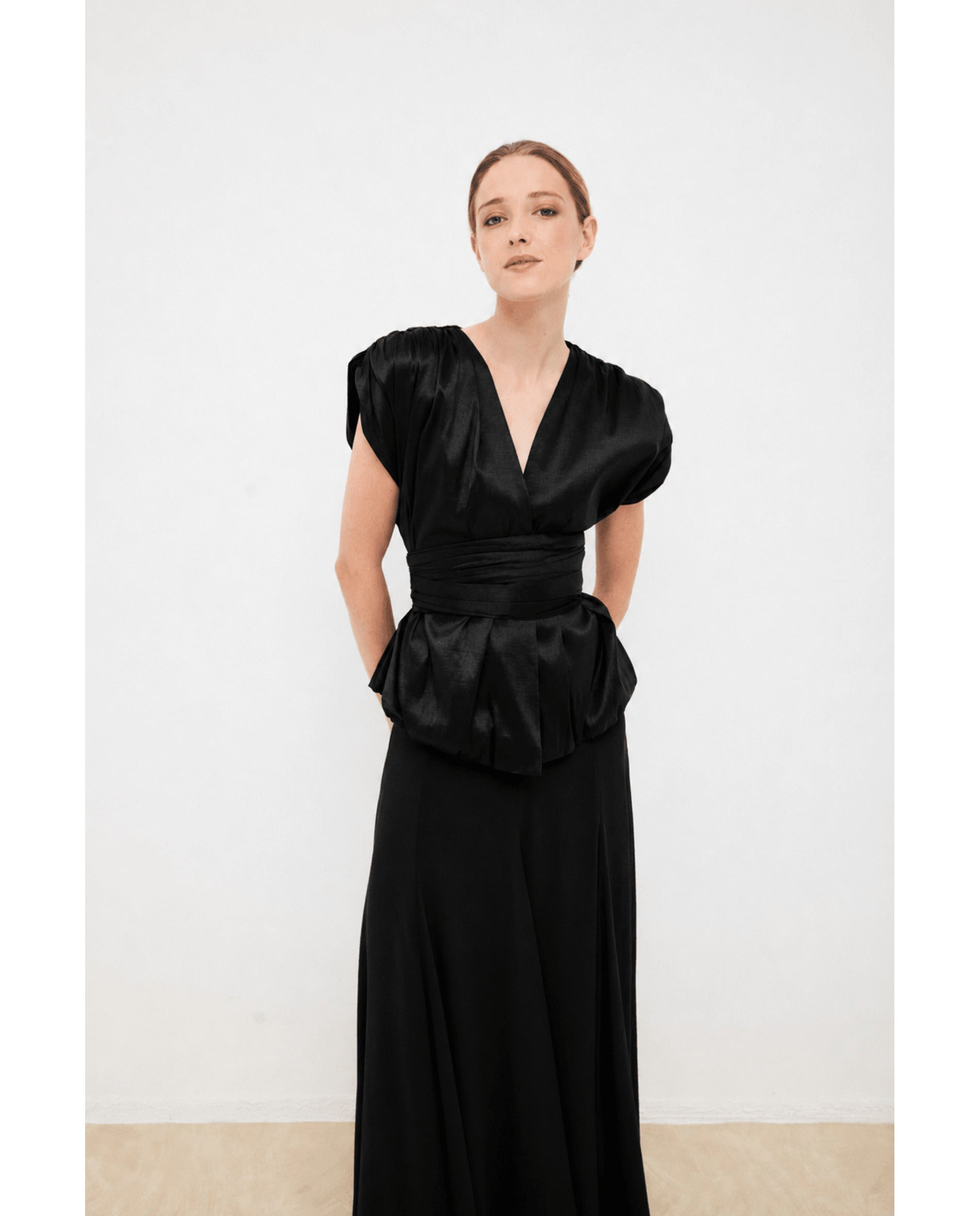 Top de mujer en tafeta tornasolada - Bimani - Negro Negro-4