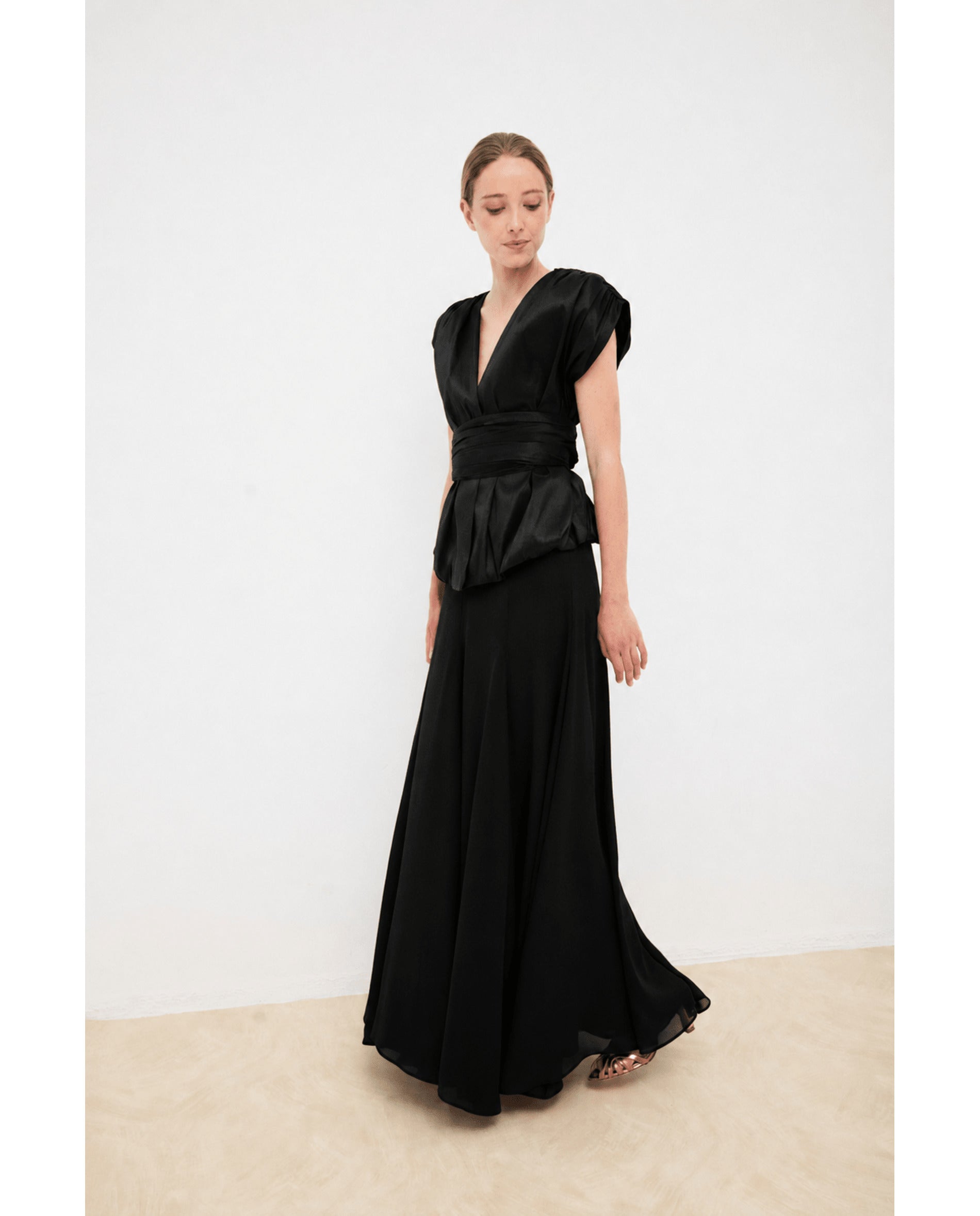 Top de mujer en tafeta tornasolada - Bimani - Negro Negro-5