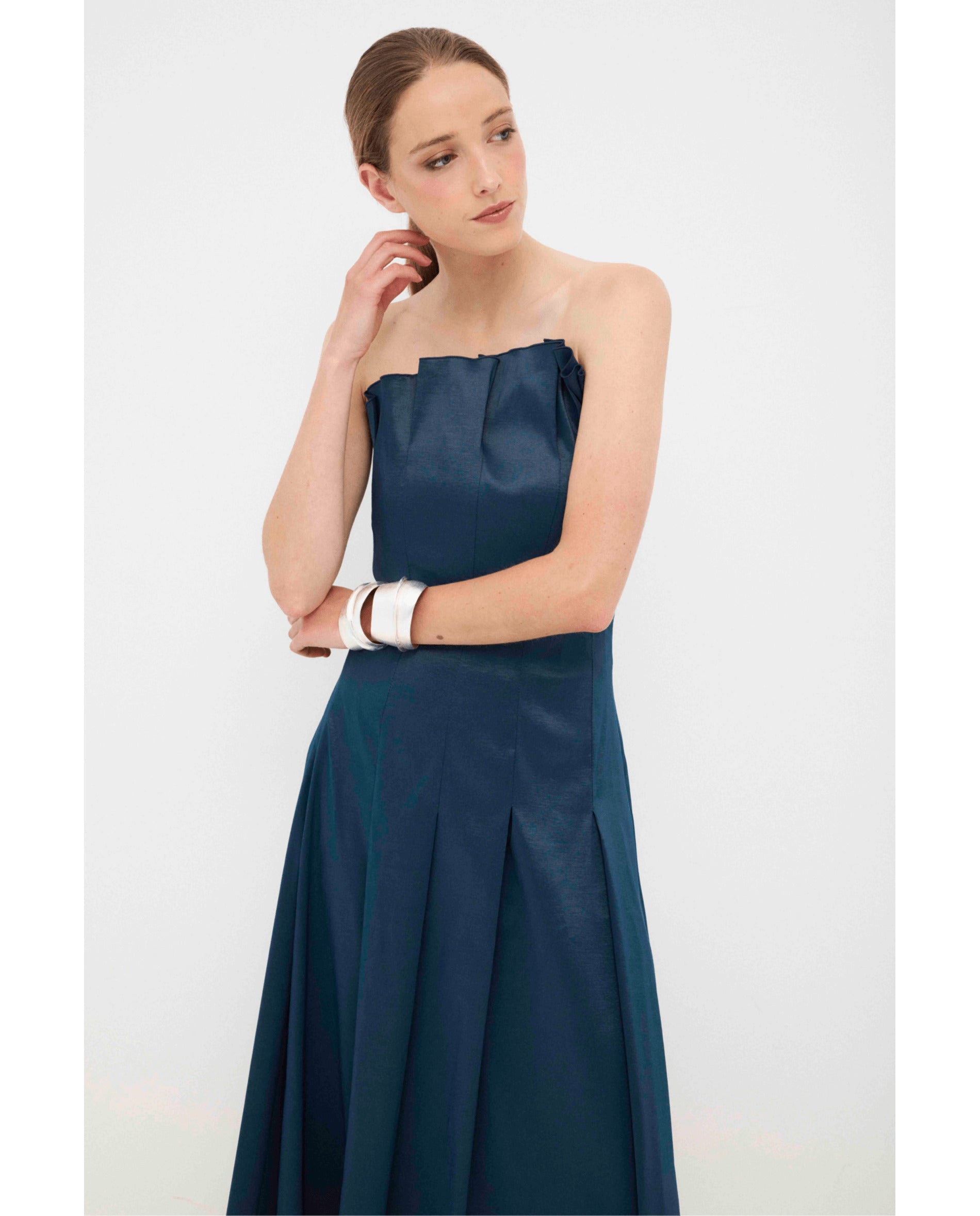 Imagen 0 de Vestido de mujer palabra de honor Petróleo