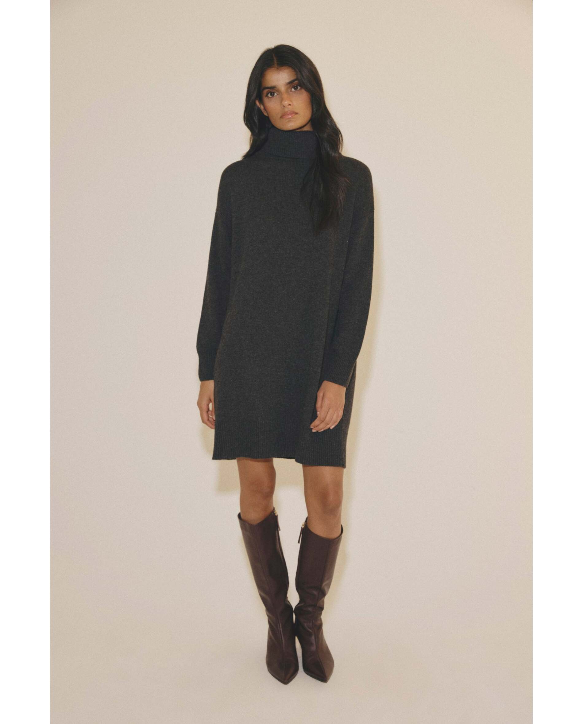 Vestido de mujer de punto liso - Bimani - Gris Gris-1
