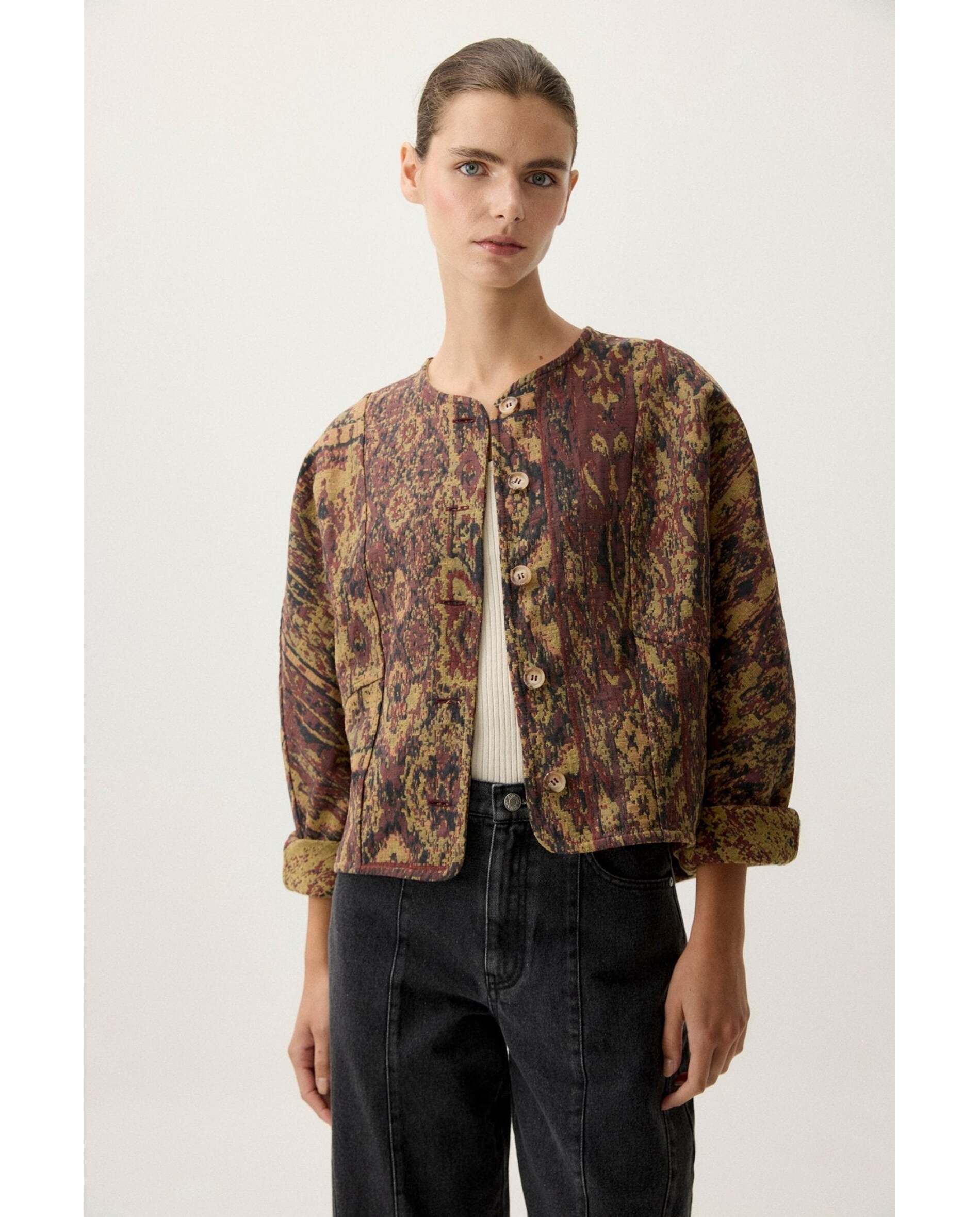 Imagen 1 de Chaqueta de mujer reversible de jacquard Multicolor