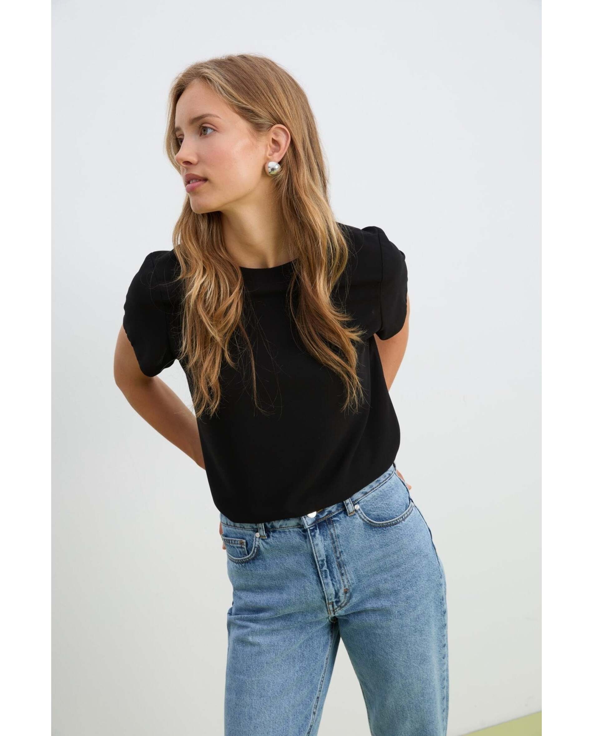 Blusa de muejr de tejido bimani - Negro Negro-1