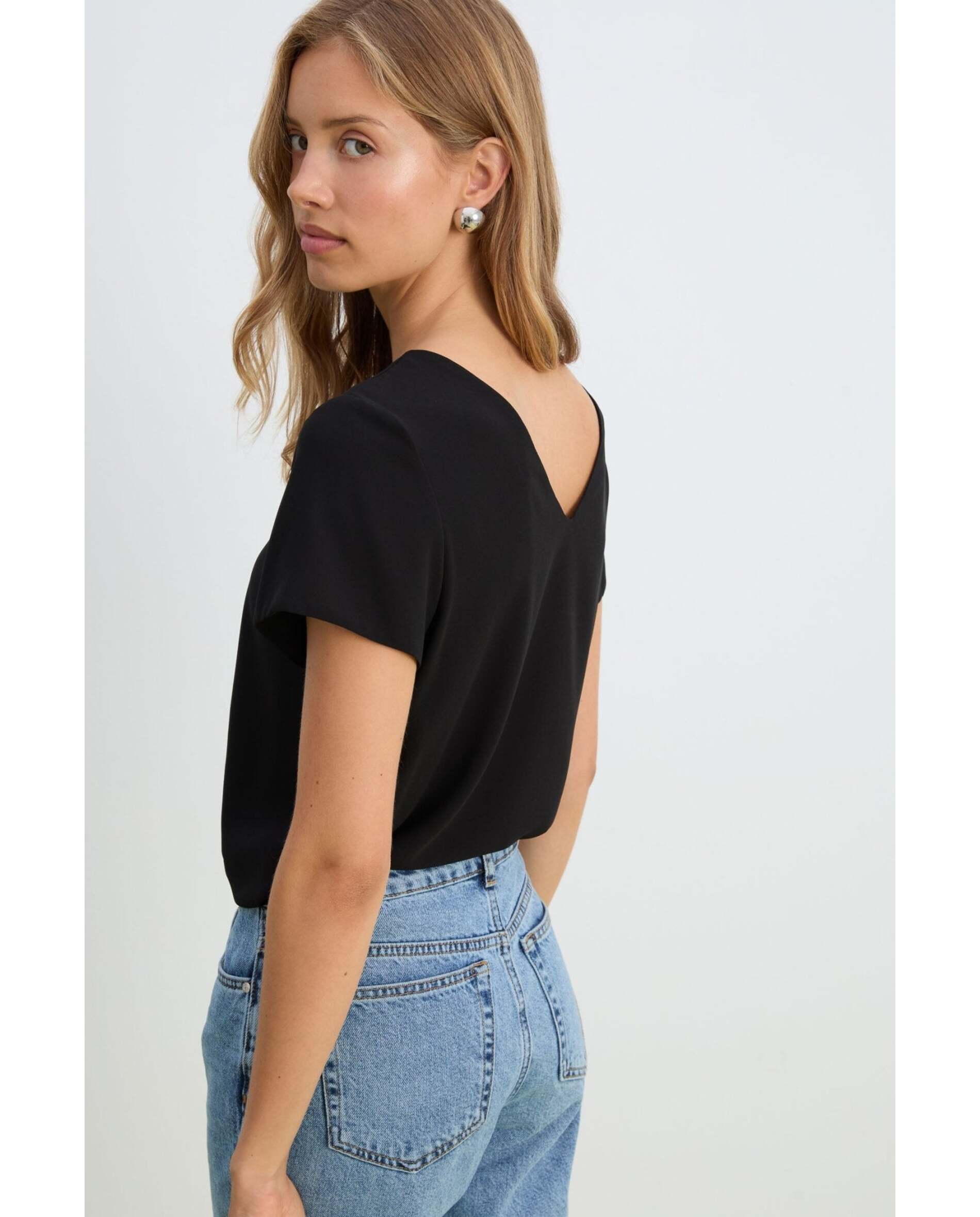 Blusa de muejr de tejido bimani - Negro Negro-2