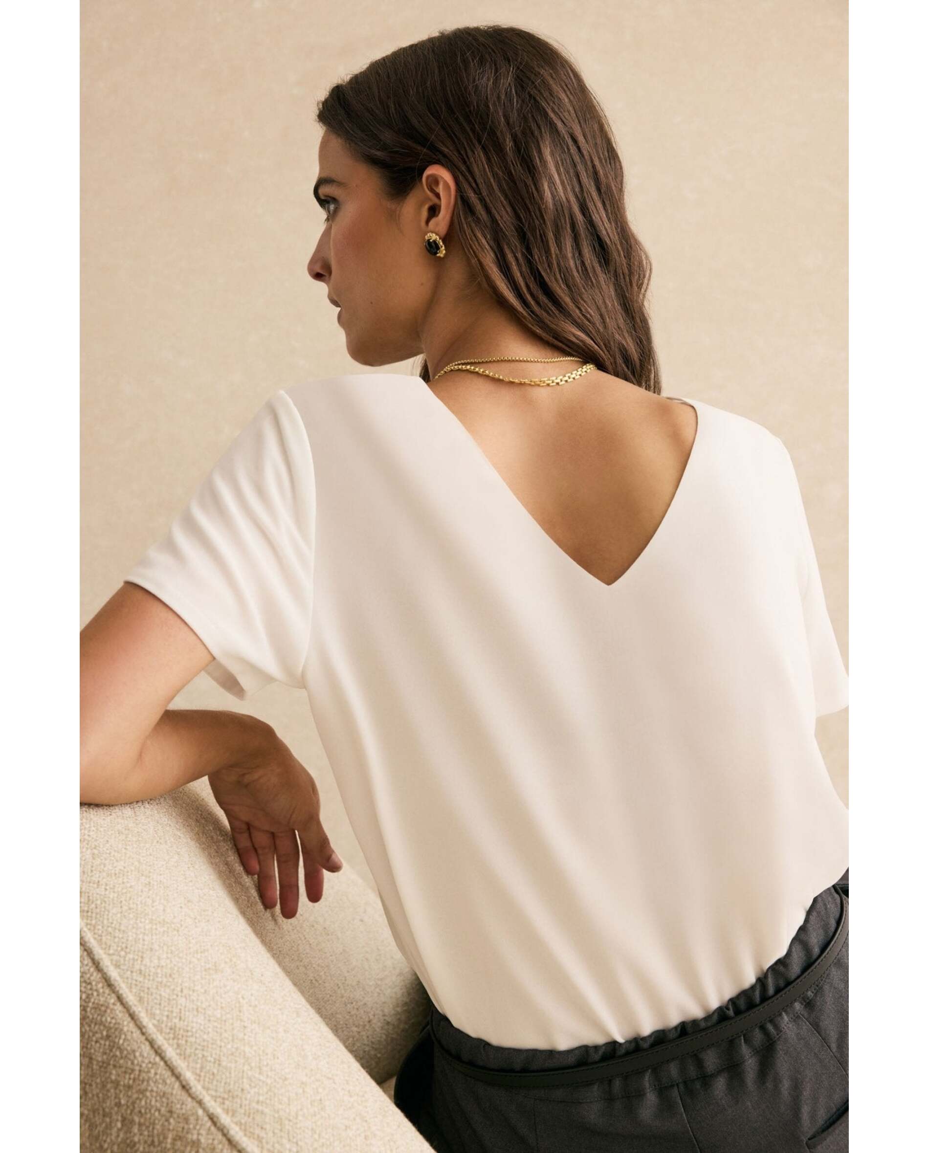 Blusa de muejr de tejido bimani - Blanco Blanco-3