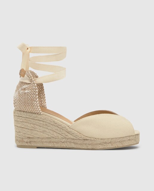 Imagen 0 de Sandalias de cuña de mujer Bilina estilo peep-toe en algodón orgánico