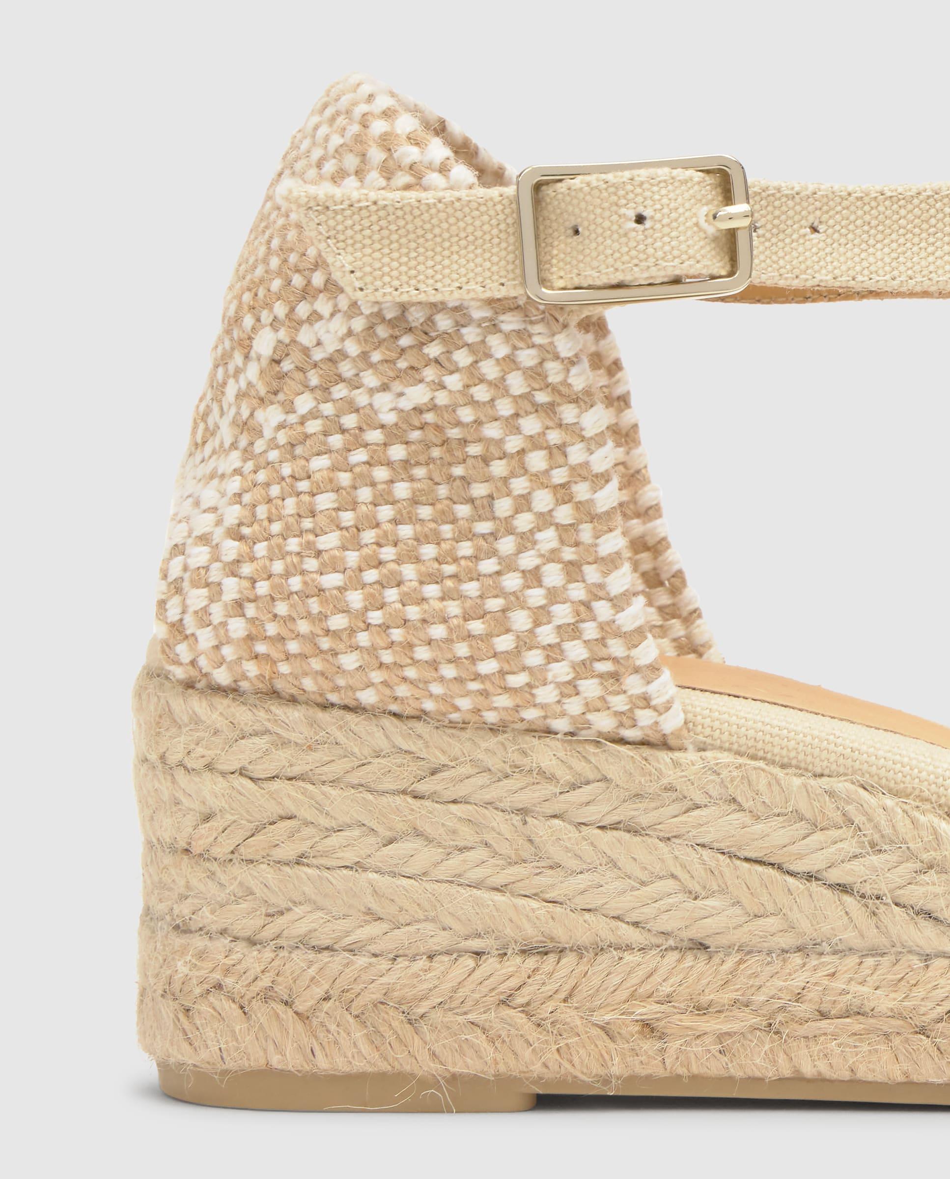 Alpargatas de cuña de mujer Carol con talonera trenzada y cierre de hebilla - Castañer - Beige Beige-4
