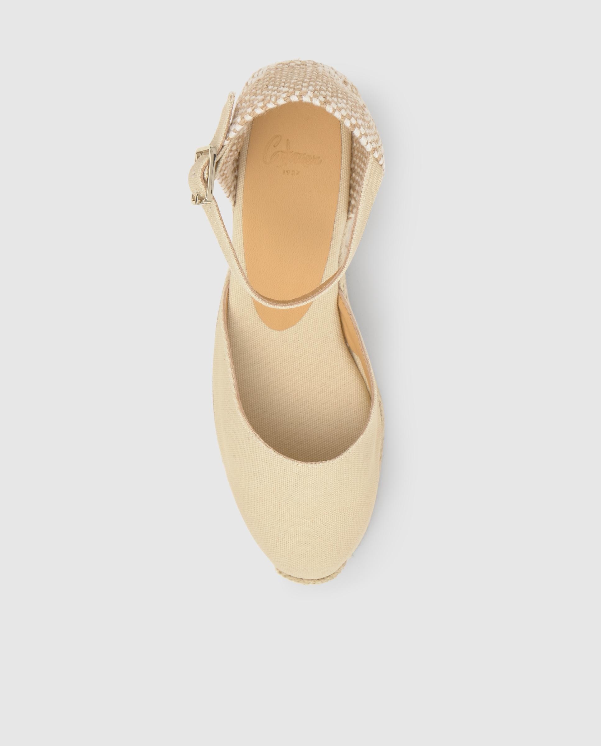 Alpargatas de cuña de mujer Carol con talonera trenzada y cierre de hebilla - Castañer - Beige Beige-6