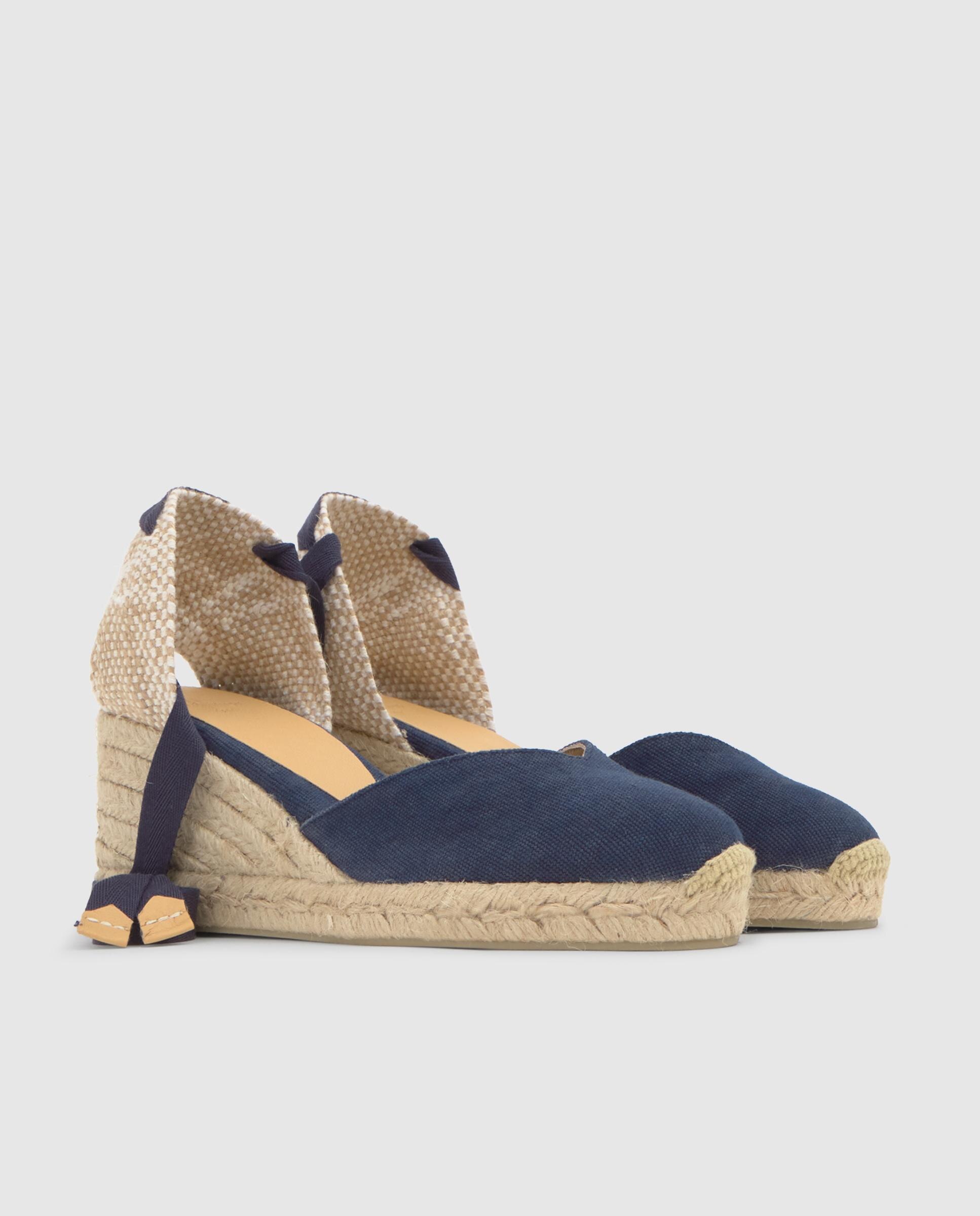 Alpargatas con cintas de mujer Chiara con punta redondeada - Castañer - Azul marino Azul marino-3