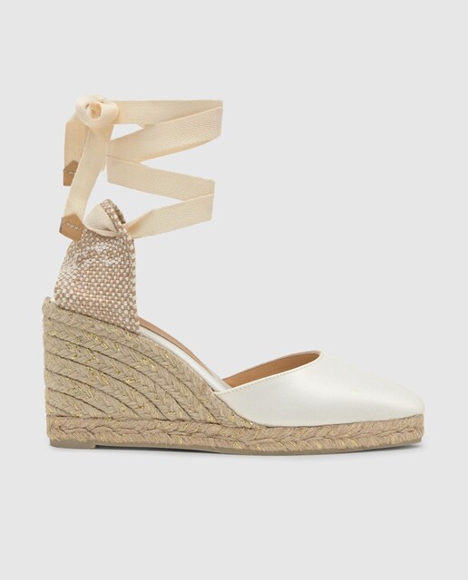 Imagen 0 de Alpargatas de cuña de mujer Joyce en raso con punta afilada y cierre de cintas