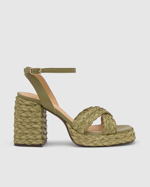 Imagen 0 de Sandalias de tacón de mujer Valeriette en rafia natural con cierre de pulsera