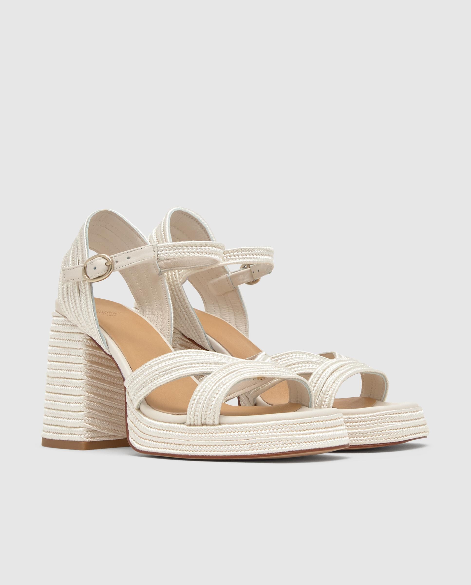 Sandalias de tiras de mujer Valle trenzada en acabado metalizado - Castañer - Beige Beige-3