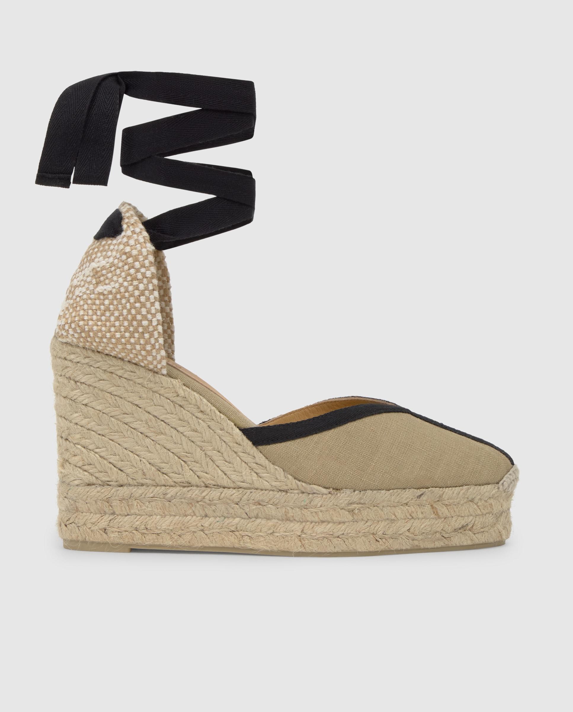 Alpargatas con cintas de mujer Carmen con pala en v - Castañer - Beige Beige-1