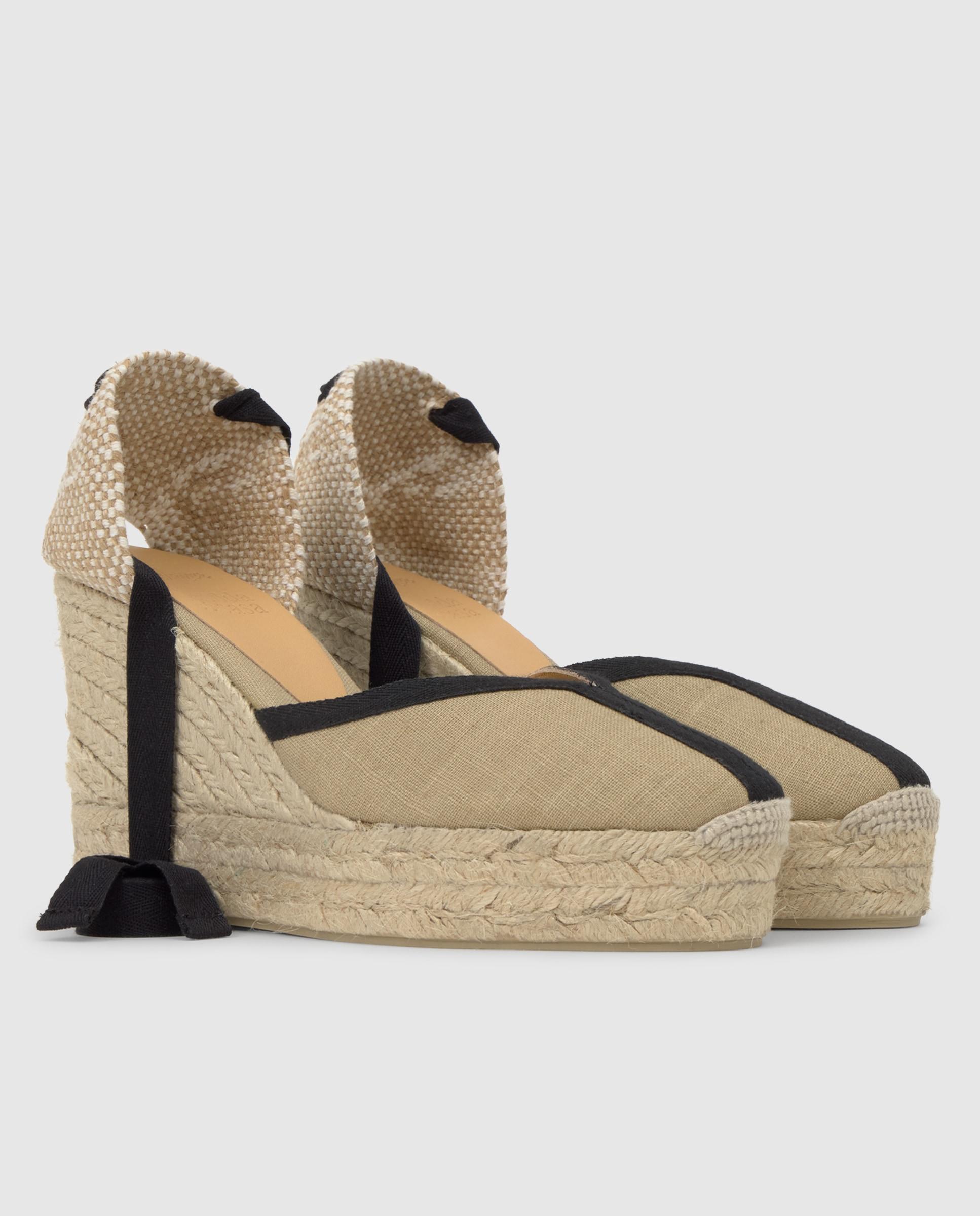 Alpargatas con cintas de mujer Carmen con pala en v - Castañer - Beige Beige-2