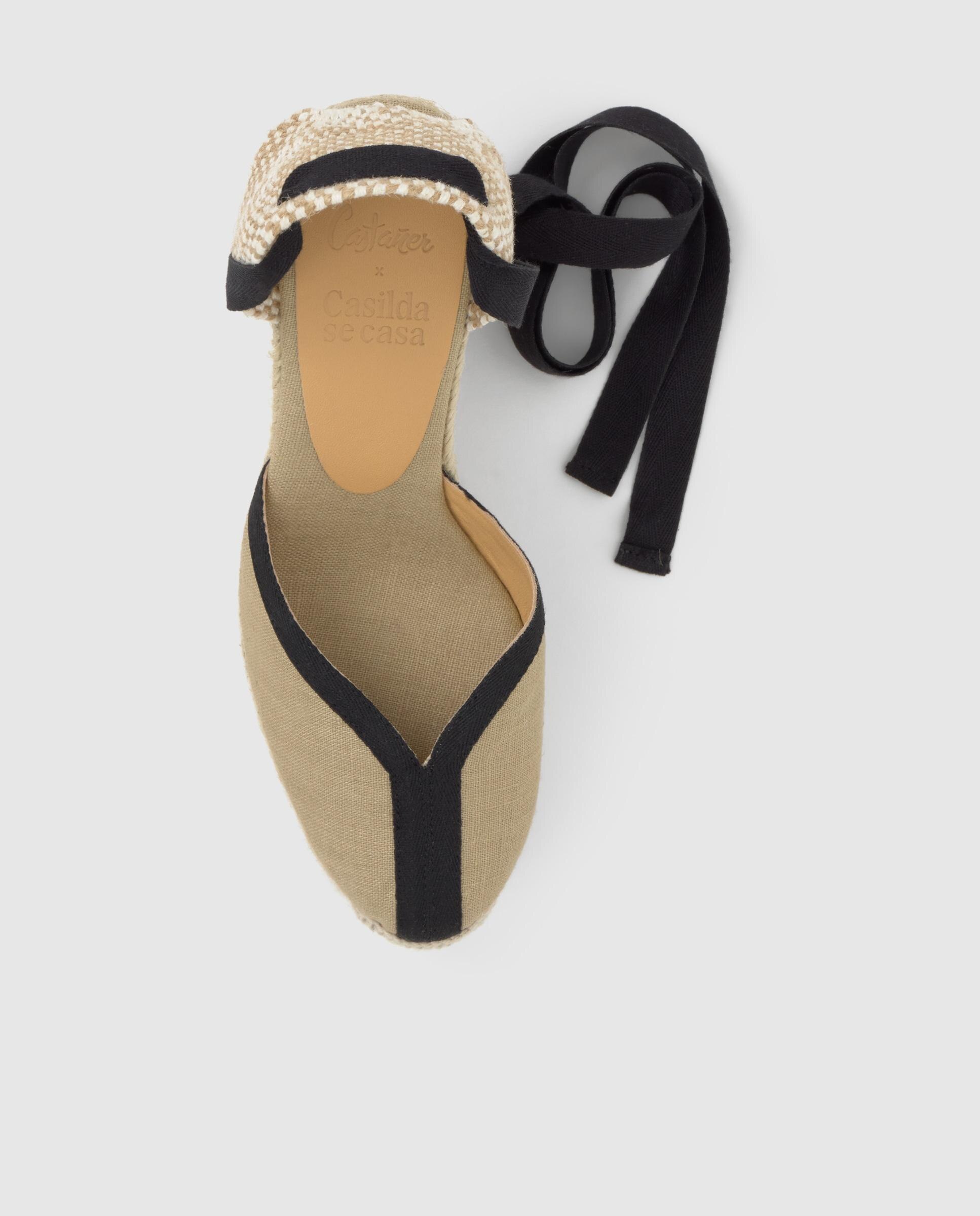 Alpargatas con cintas de mujer Carmen con pala en v - Castañer - Beige Beige-5