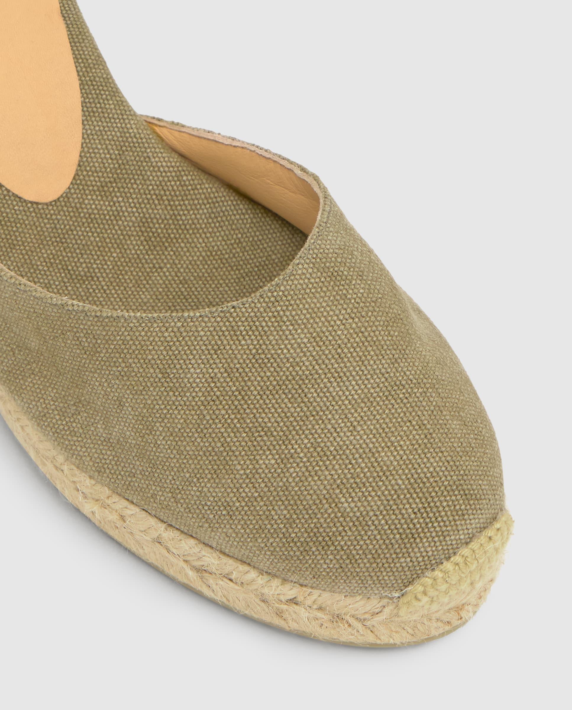 Alpargatas de cuña de mujer Carol con talonera trenzada y cierre de hebilla - Castañer - Verde Oliva Verde Oliva-4