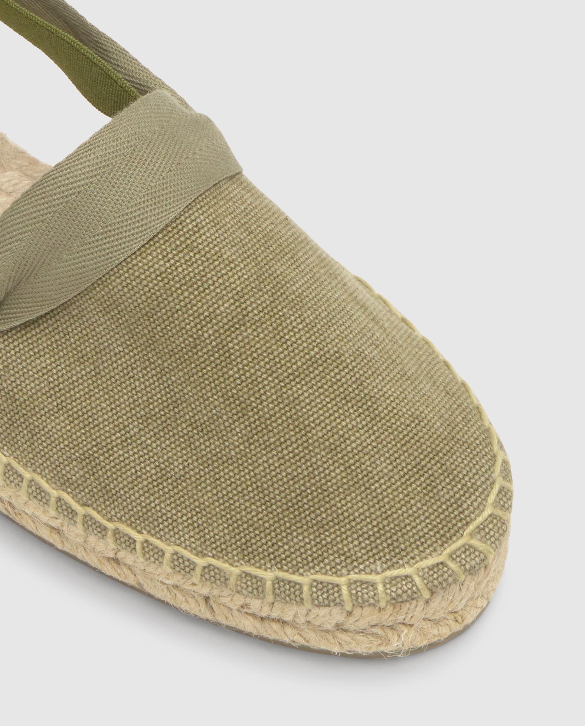 Alpargatas planas de mujer Kaia con elásticos laterales y cintas a tono - Castañer - Verde Oliva Verde Oliva-5