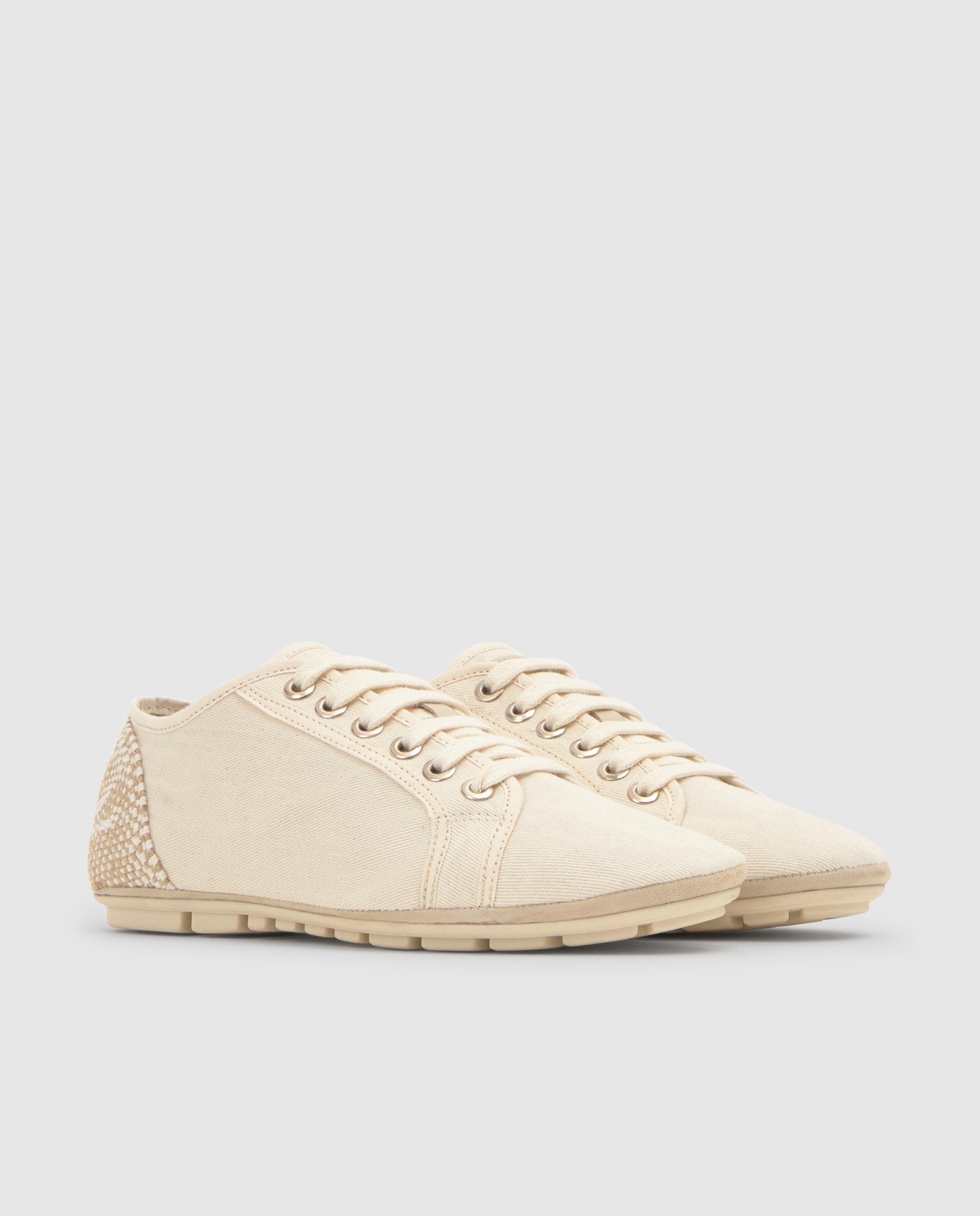 Zapatillas retro de mujer Lexi con talonera de yute y cierre de cordones - Castañer - Crudo Crudo-3