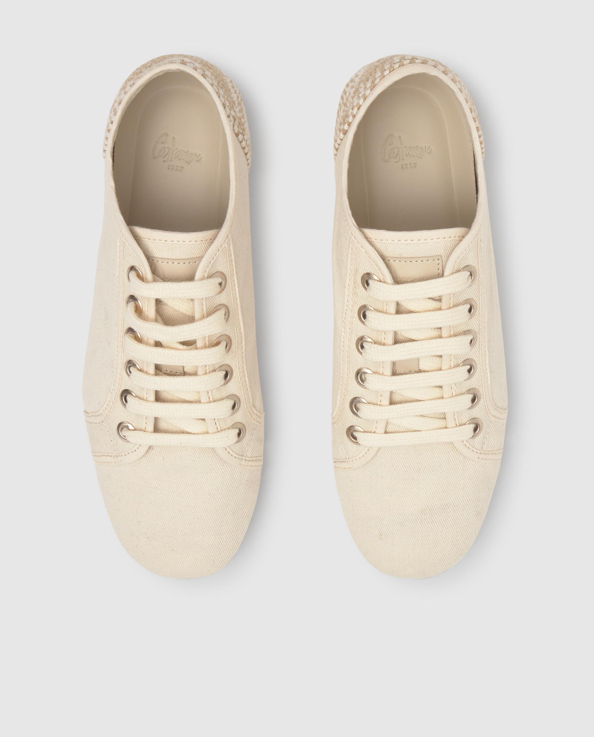 Zapatillas retro de mujer Lexi con talonera de yute y cierre de cordones - Castañer - Crudo Crudo-4