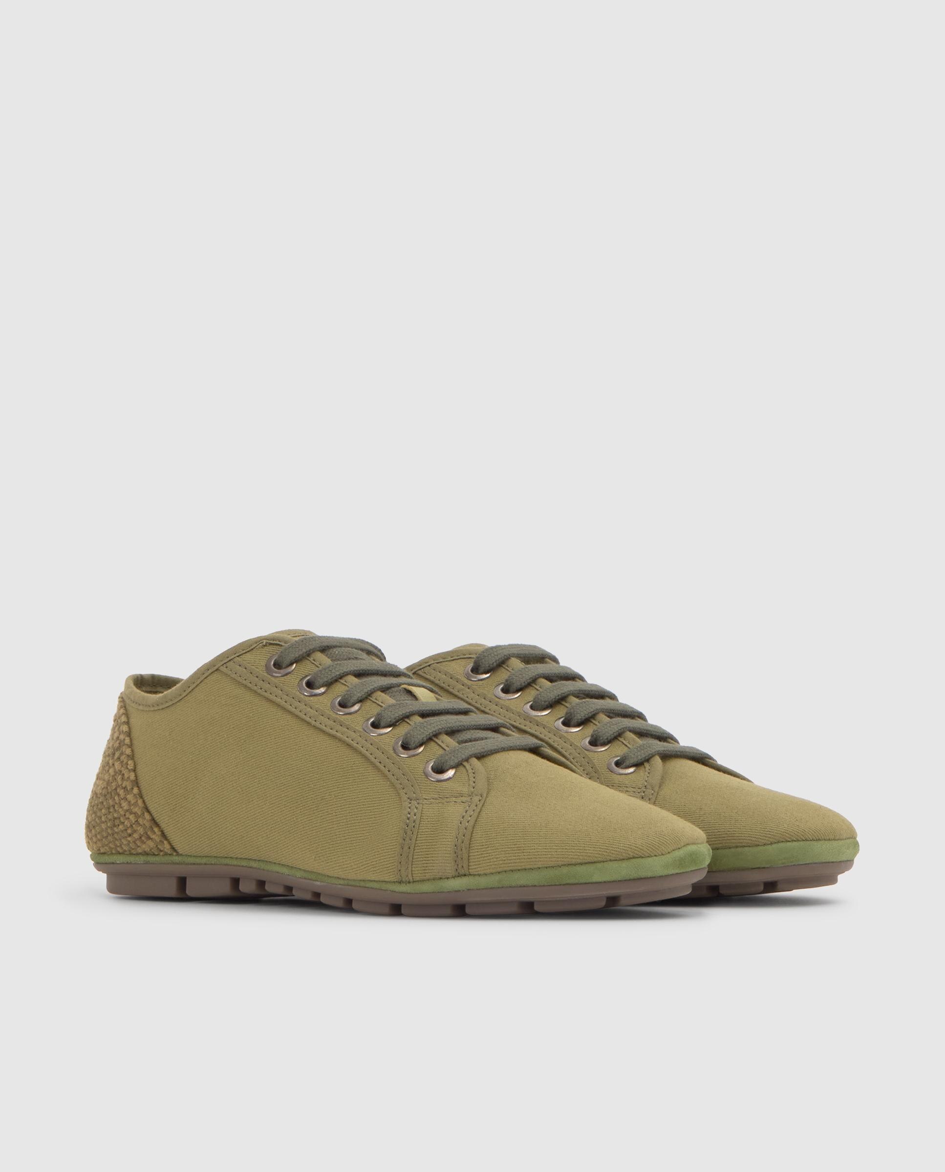 Zapatillas retro de mujer Lexi con talonera de yute y cierre de cordones - Castañer - Kaki Kaki-3