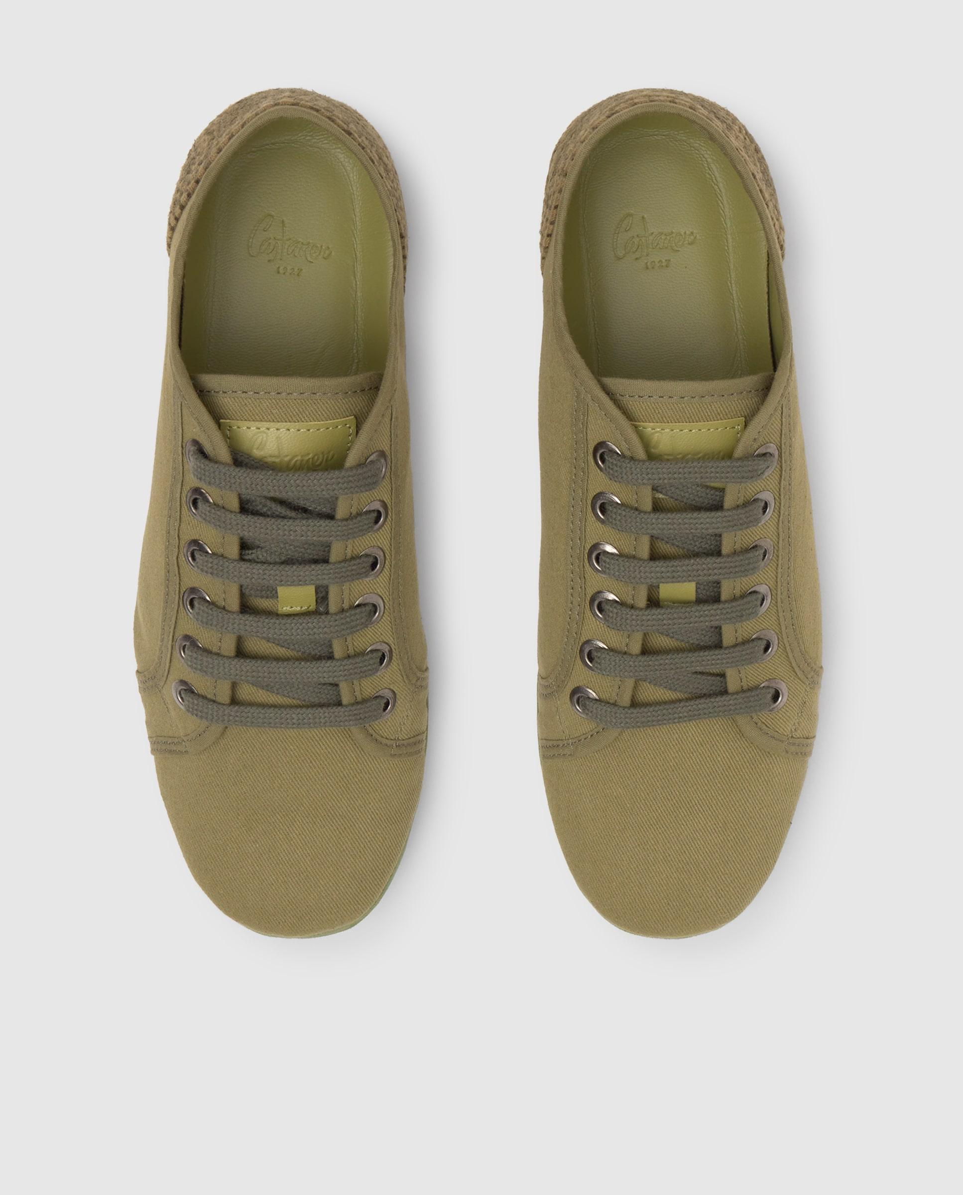 Zapatillas retro de mujer Lexi con talonera de yute y cierre de cordones - Castañer - Kaki Kaki-4