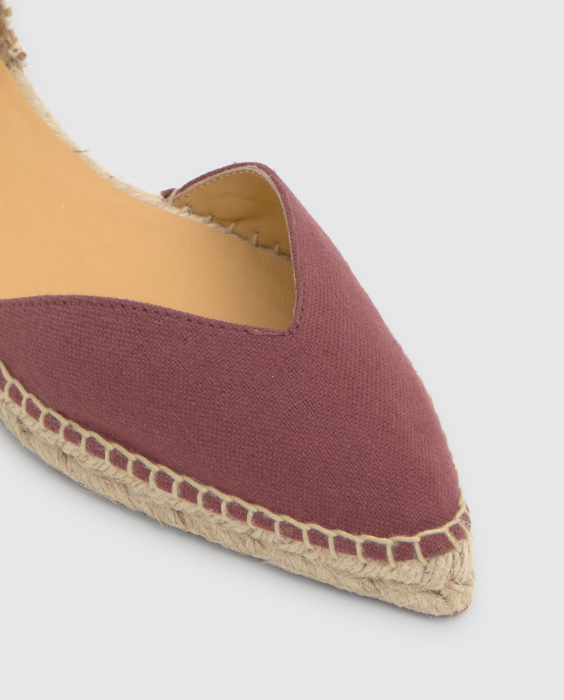Alpargatas con cintas de mujer planas Brava con suela de yute cosida a mano - Rojo Rojo-5