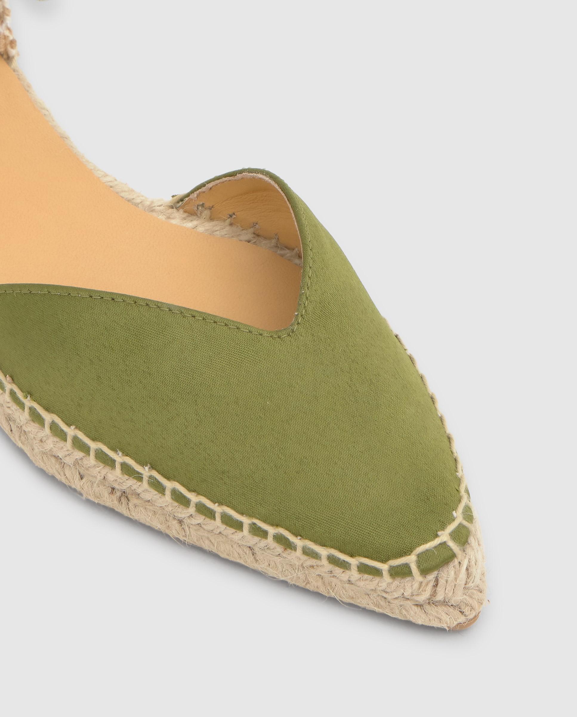 Alpargatas con cintas de mujer planas Brava con pala en v y suela de yute - Castañer - Verde Oliva Verde Oliva-5
