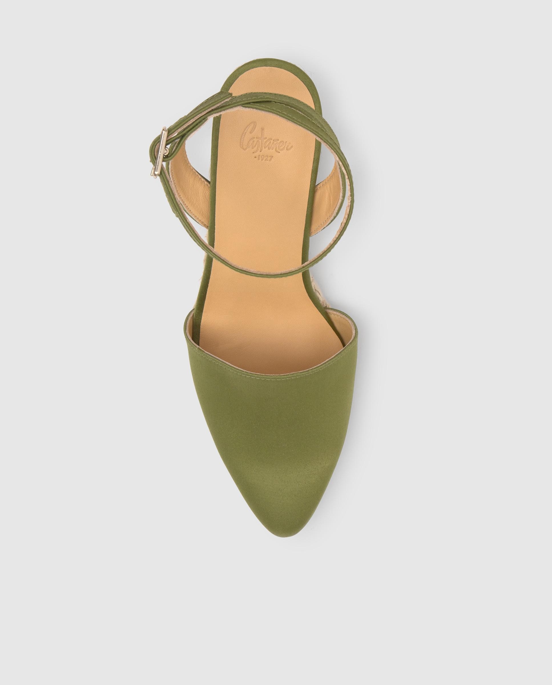Imagen 5 de Sandalia de mujer judi de cuña con cierre de hebilla y punta afilada. - Verde Oliva Verde Oliva