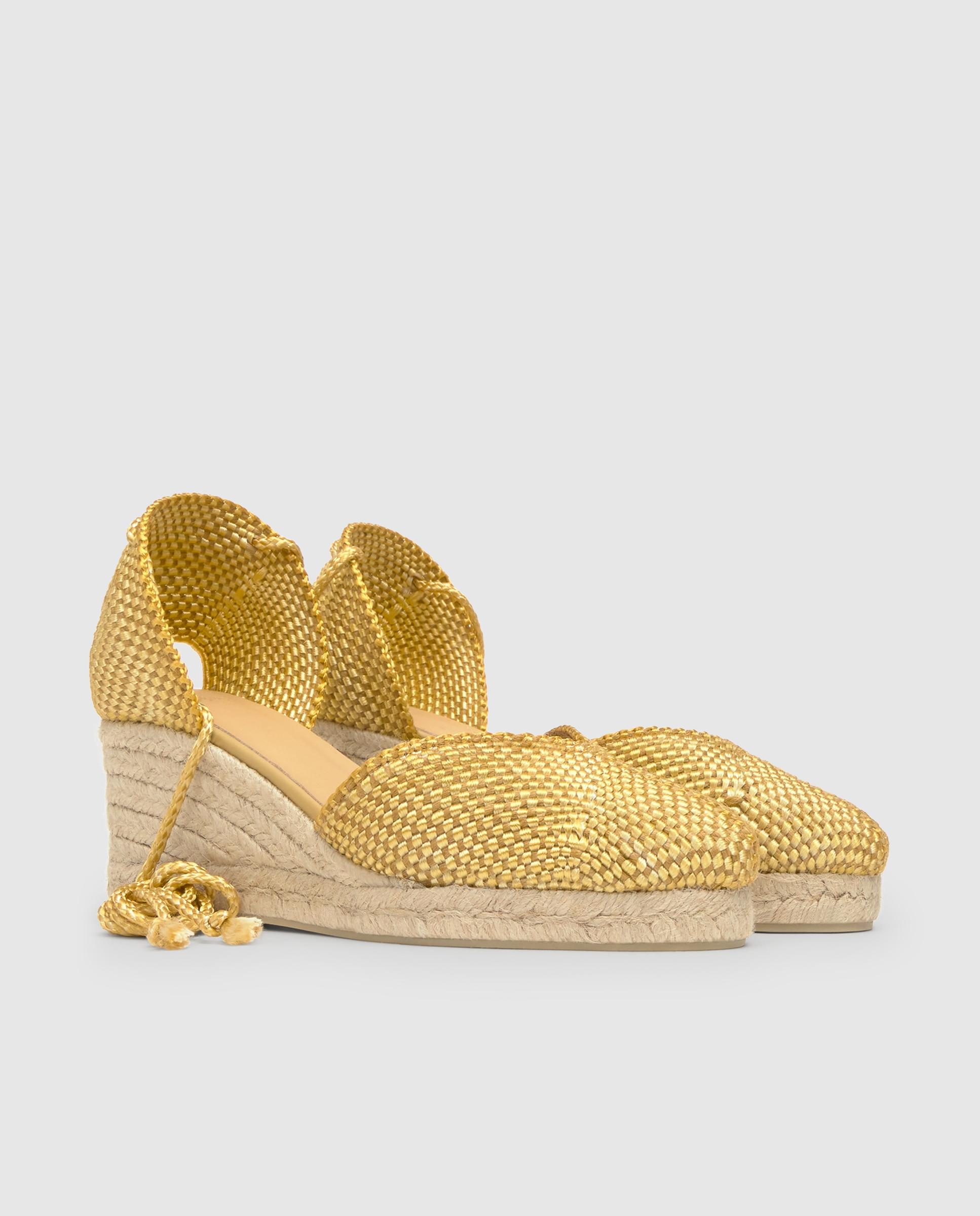 Alpargatas con cintas de mujer Cora con hilos metalizados - Castañer - Amarillo Amarillo-3