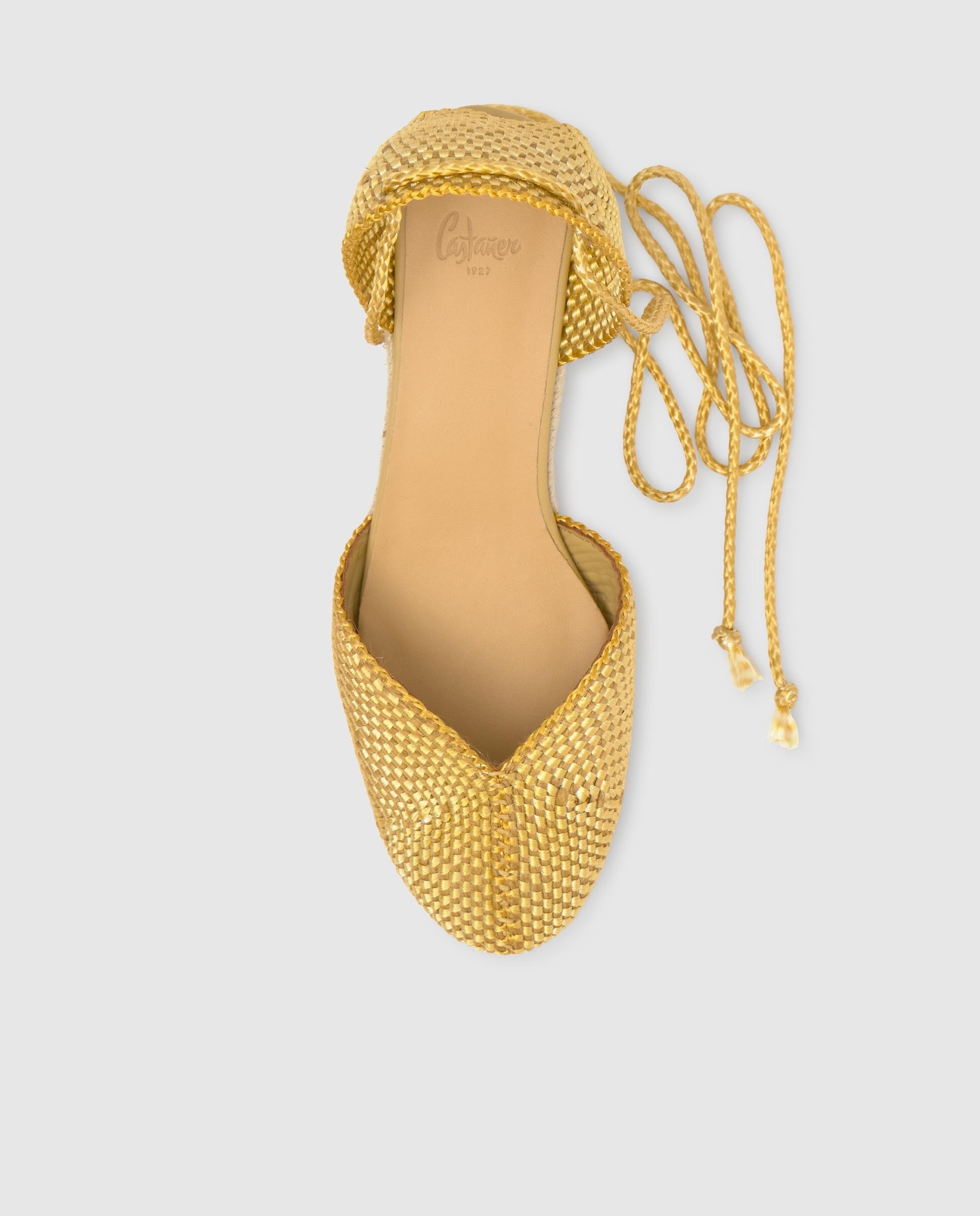 Alpargatas con cintas de mujer Cora con hilos metalizados - Castañer - Amarillo Amarillo-6