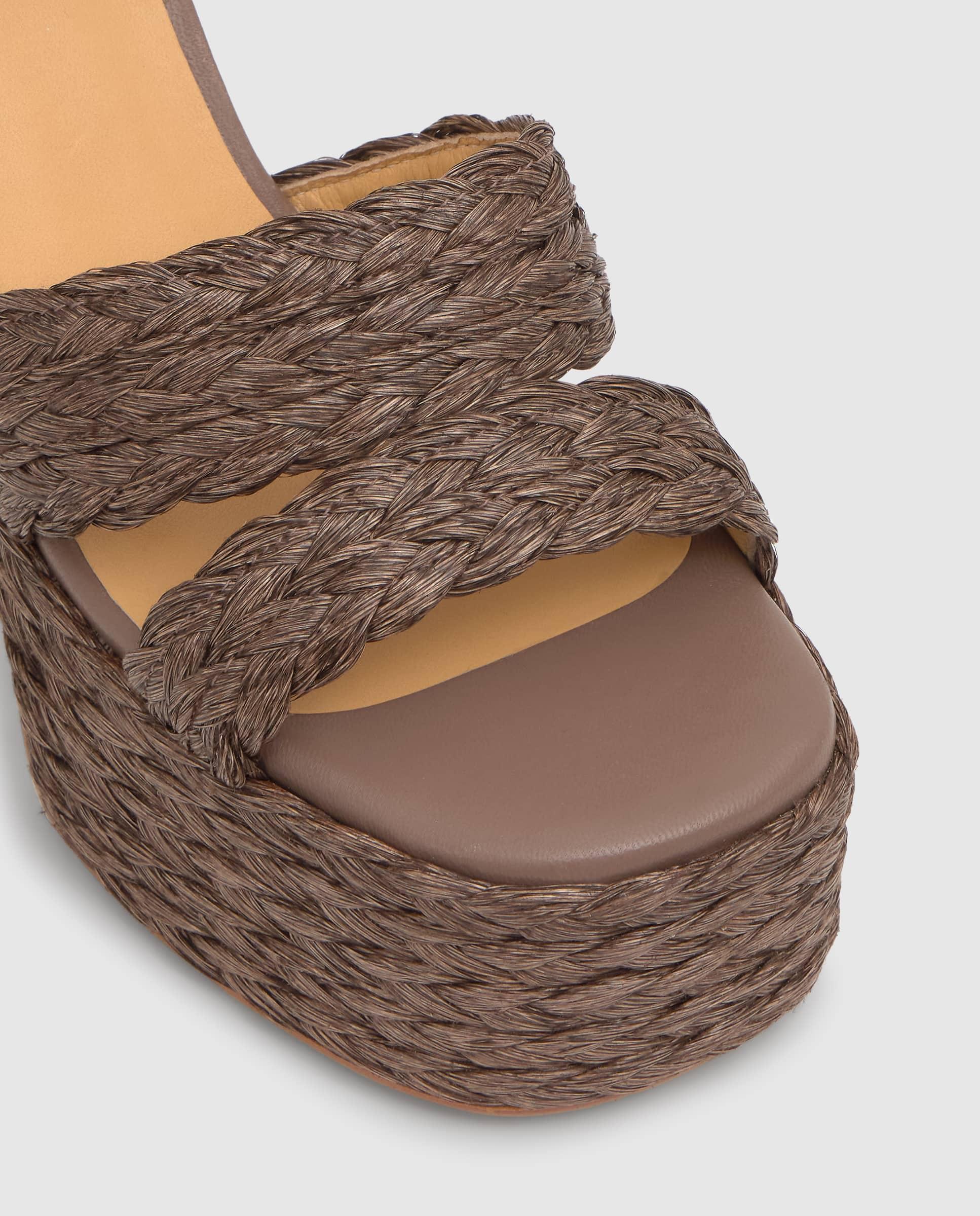Sandalias de tiras de mujer Fresa en rafia abierta con cierre de hebilla - Castañer - Marrón claro Marrón claro-5